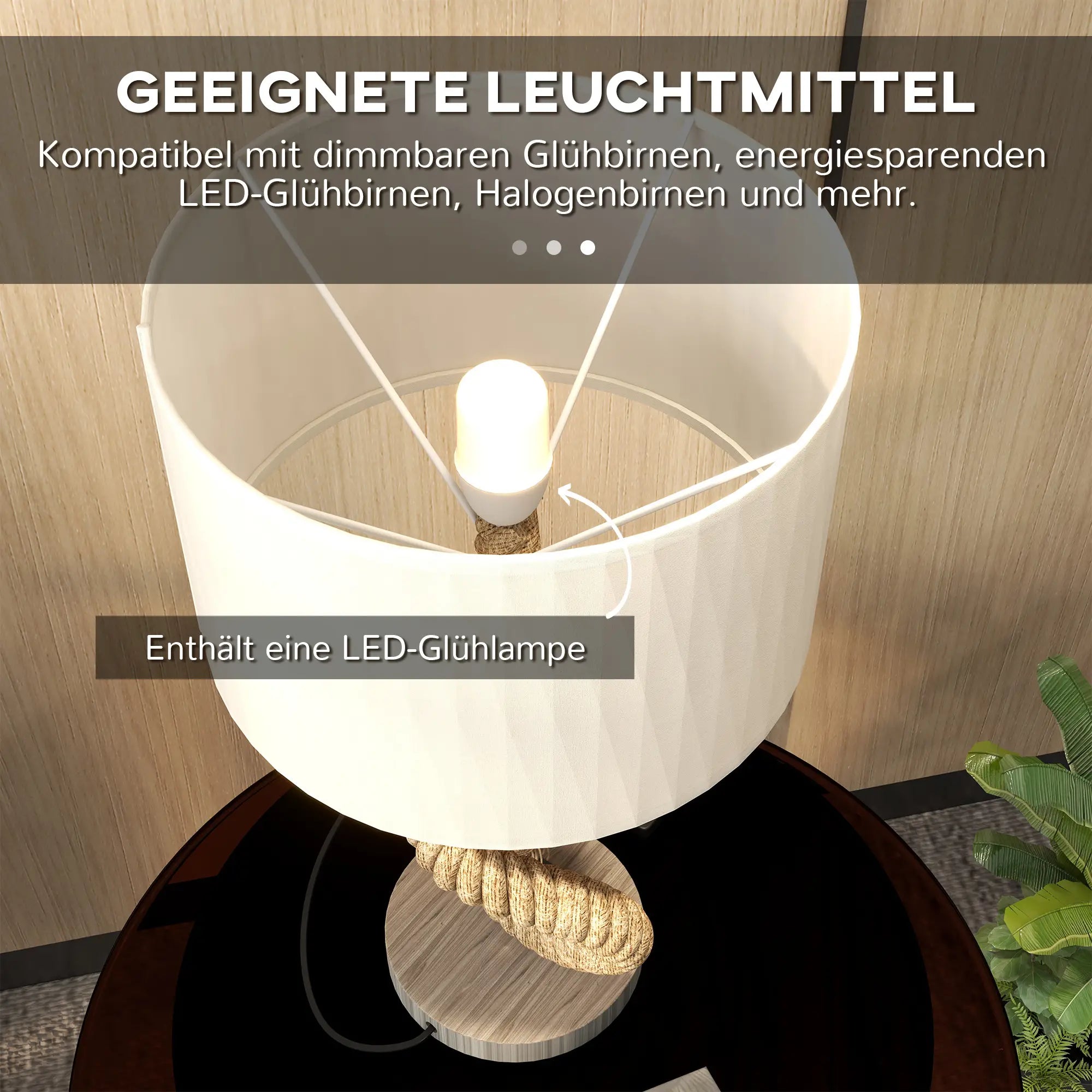 HOMCOM Tischleuchte USB-Ladefunktion LED maritimes Design