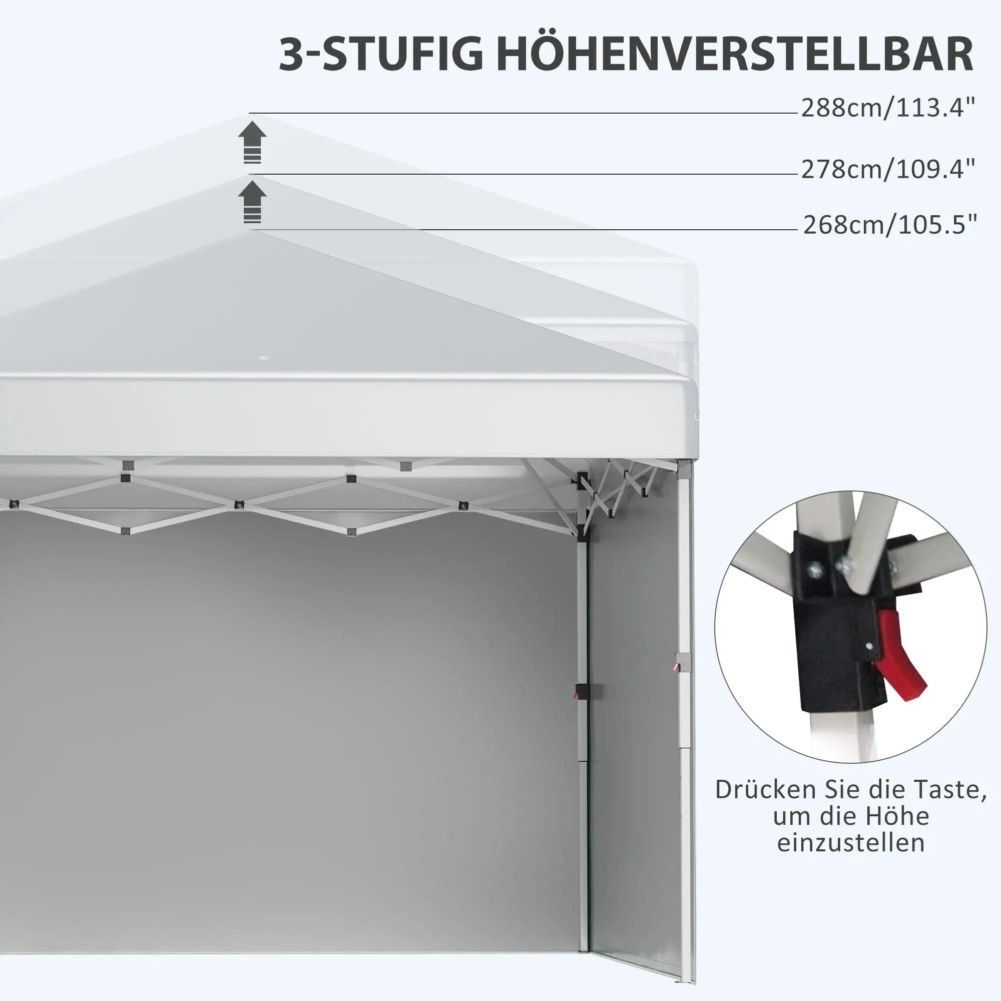 Outsunny Faltpavillon höhenverstellbar UV30+ mit Seitenwänden