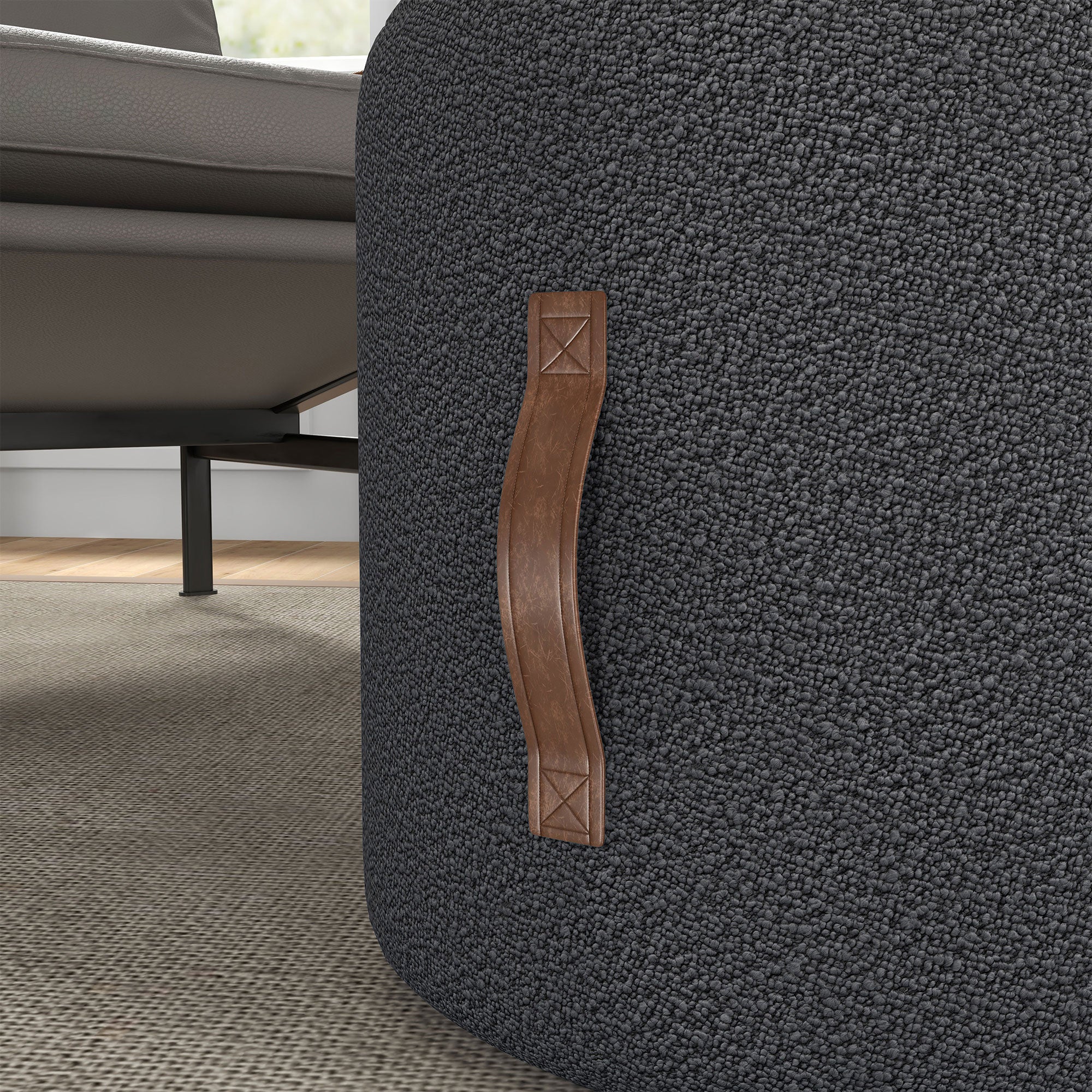 HOMCOM Hocker, Fußhocker in einem modernen Design, Dunkelgrau + Braun