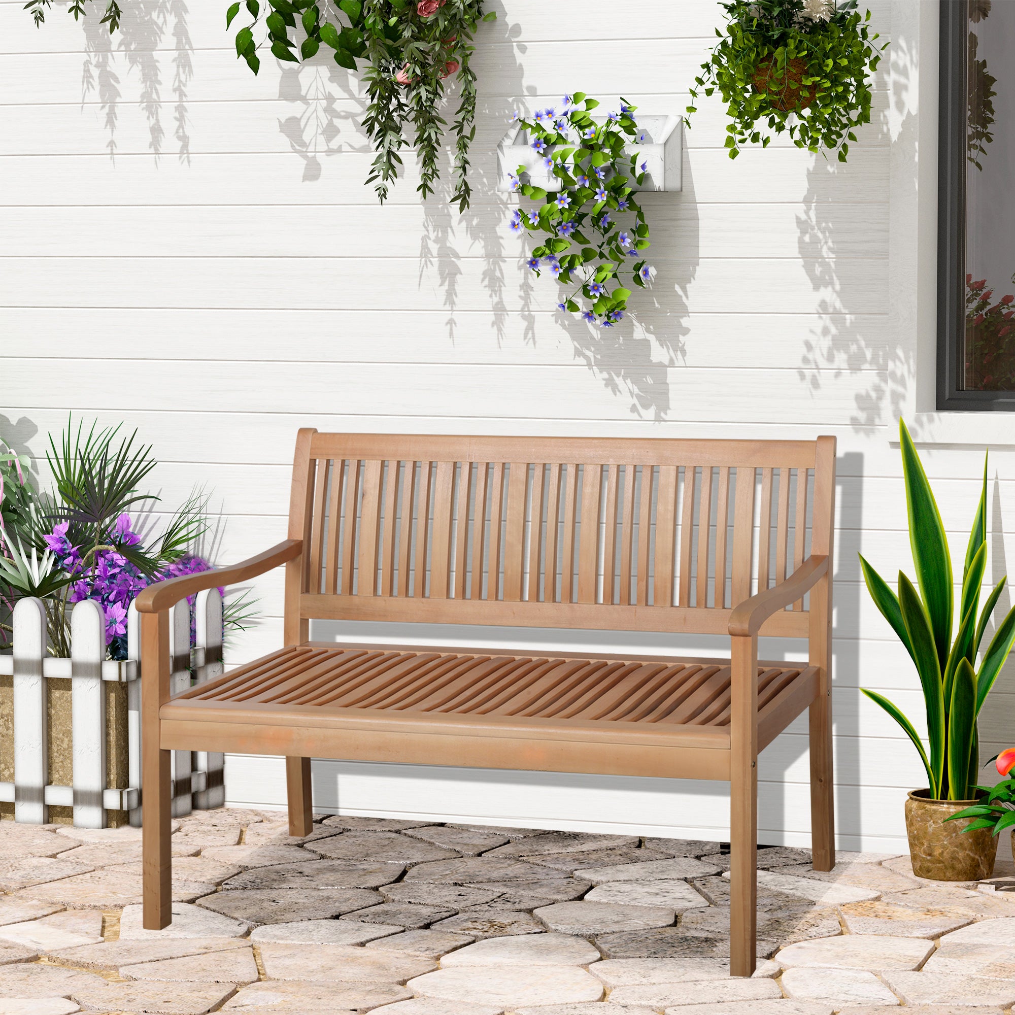 Outsunny Gartenbank 2-Sitzer Pappelholz Gelb