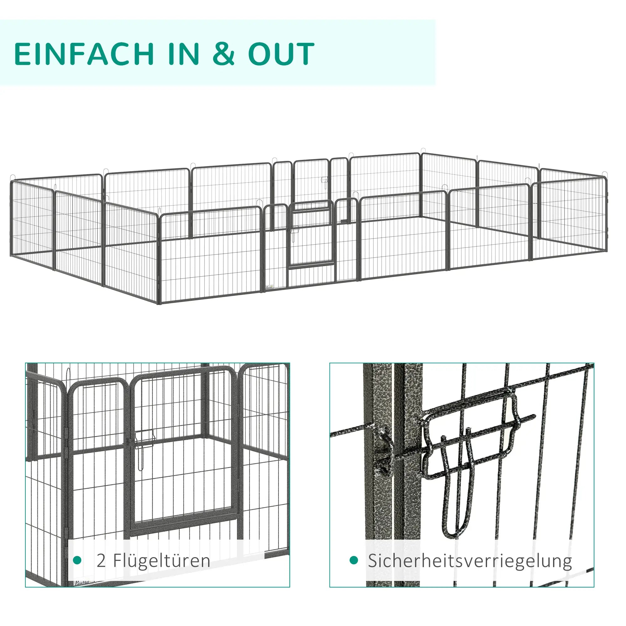 PawHut Hundekäfig Laufstall formbar teilbar Indoor Outdoor