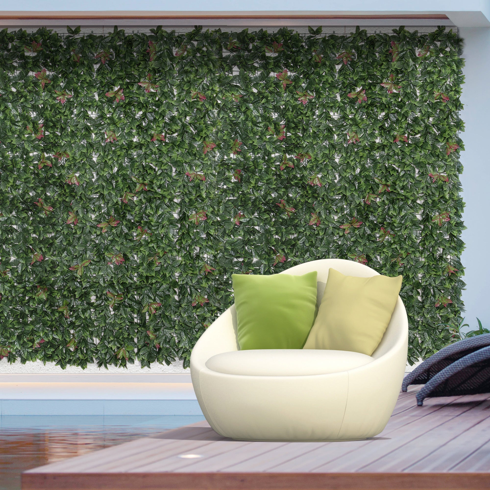 Outsunny 12 Stück künstliches Pflanzenwand Hecke 50x50 cm UV-Schutz Sichtschutz Glanzmispeln Design Heckenpflanze für Garten Outdoor Dekor
