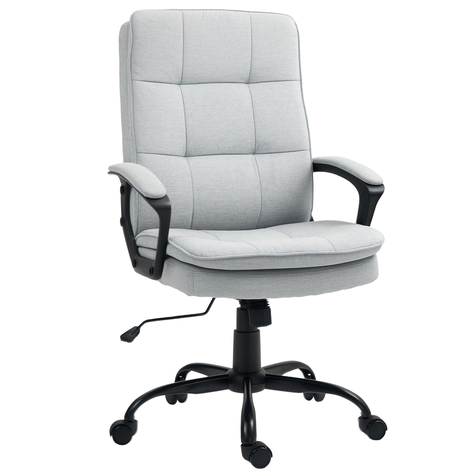 HOMCOM Bürostuhl, Schreibtischstuhl, Kippfunktion, höhenverstellbar, bis 120 kg, Grau