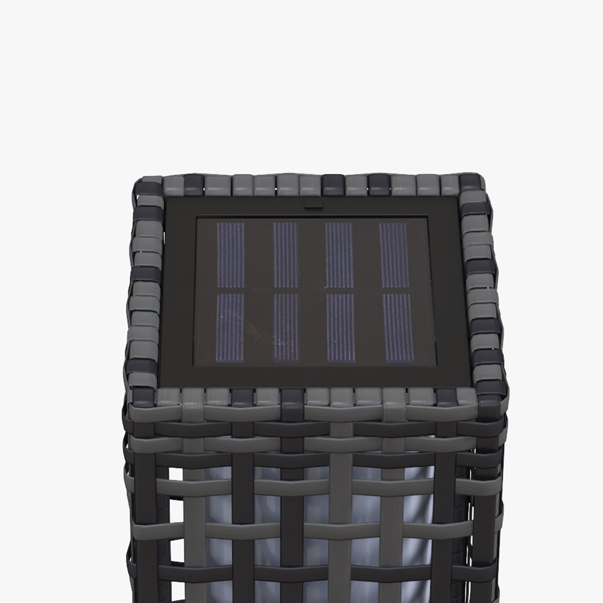 Outsunny Außenleuchte mit Solarmodul, Einschaltautomatik, 8 h Betriebszeit, Rattanoptik, Stahl, 15,5 x 15,5 x 46 cm, Grau