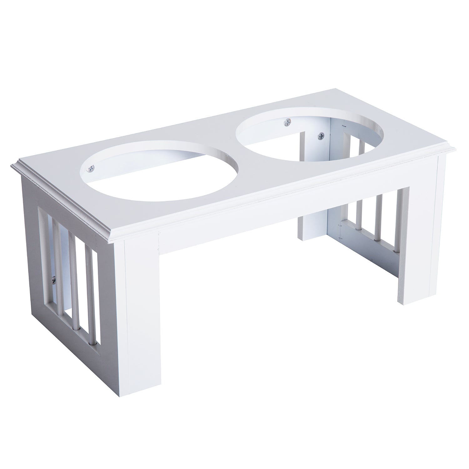 PawHut Hunde-Futterstation, rutschfest, 58,4 x 30,5 x 25,4cm, Weiß, 2L pro Napf