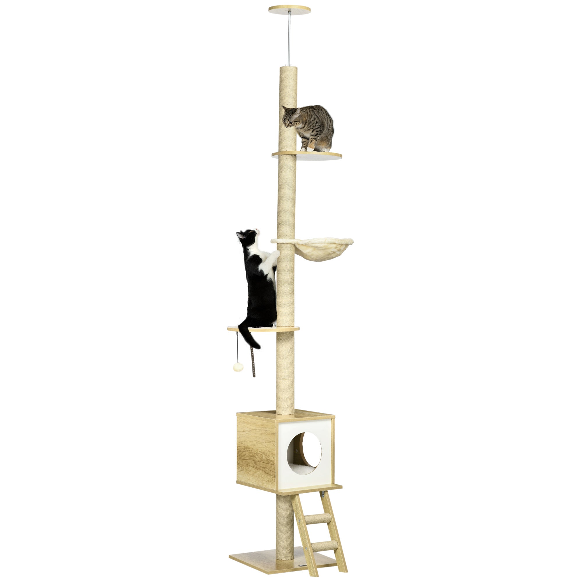 PawHut Kratzbaum deckenhoch mit Hängematte und Kippschutz