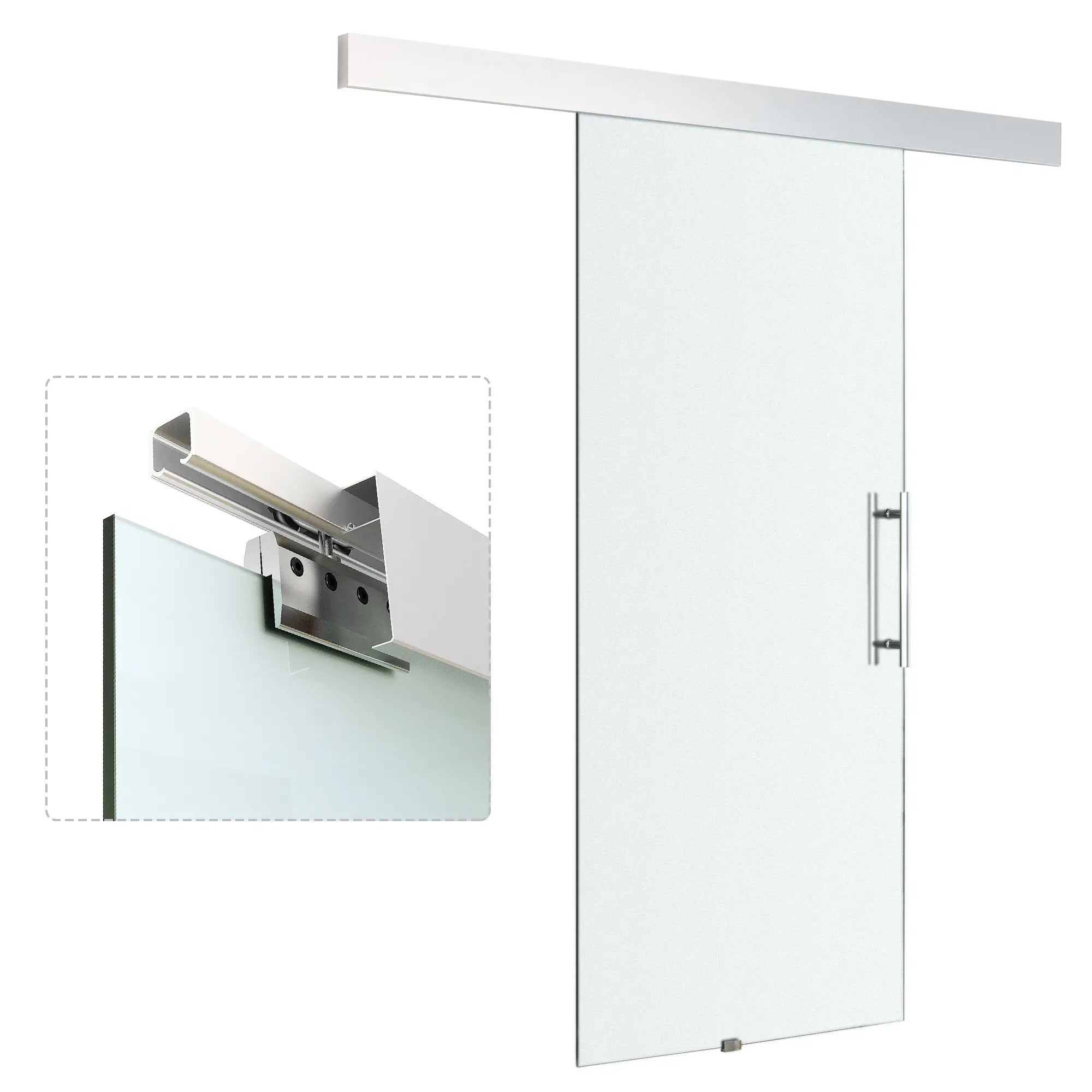 HOMCOM Glasschiebetür mit Aluminium-Hängesystem Komplettset