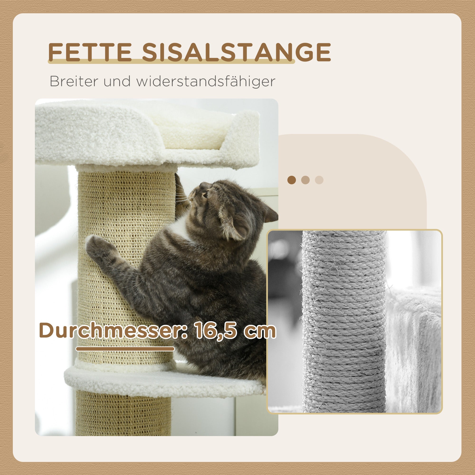 PawHut Katzenbaum  91cm Spielbaum mit Katzenbett, Plattform Lammwolle Creme
