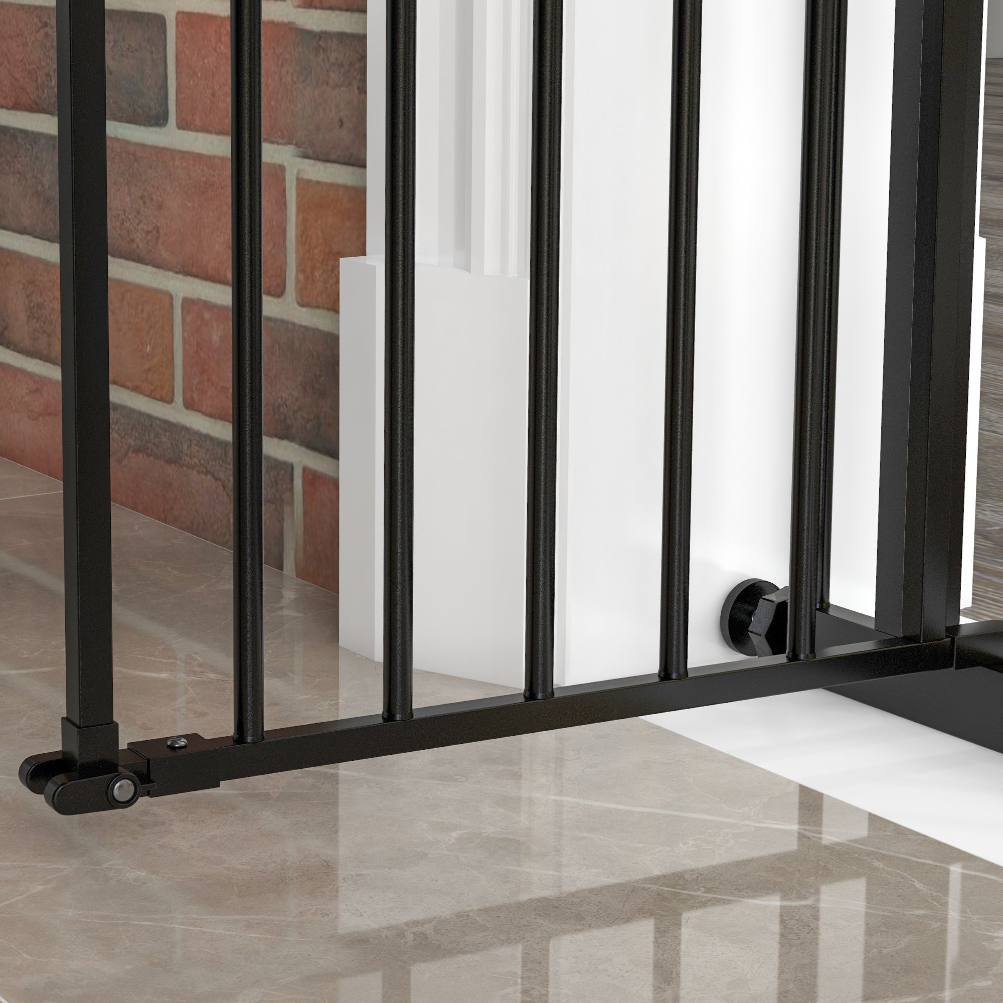 PawHut Türschutzgitter für Hunde, Absperrgitter, Schutzgitter für Haustiere, Metall, Kunststoff, ,74-80/87-94 cm, Schwarz
