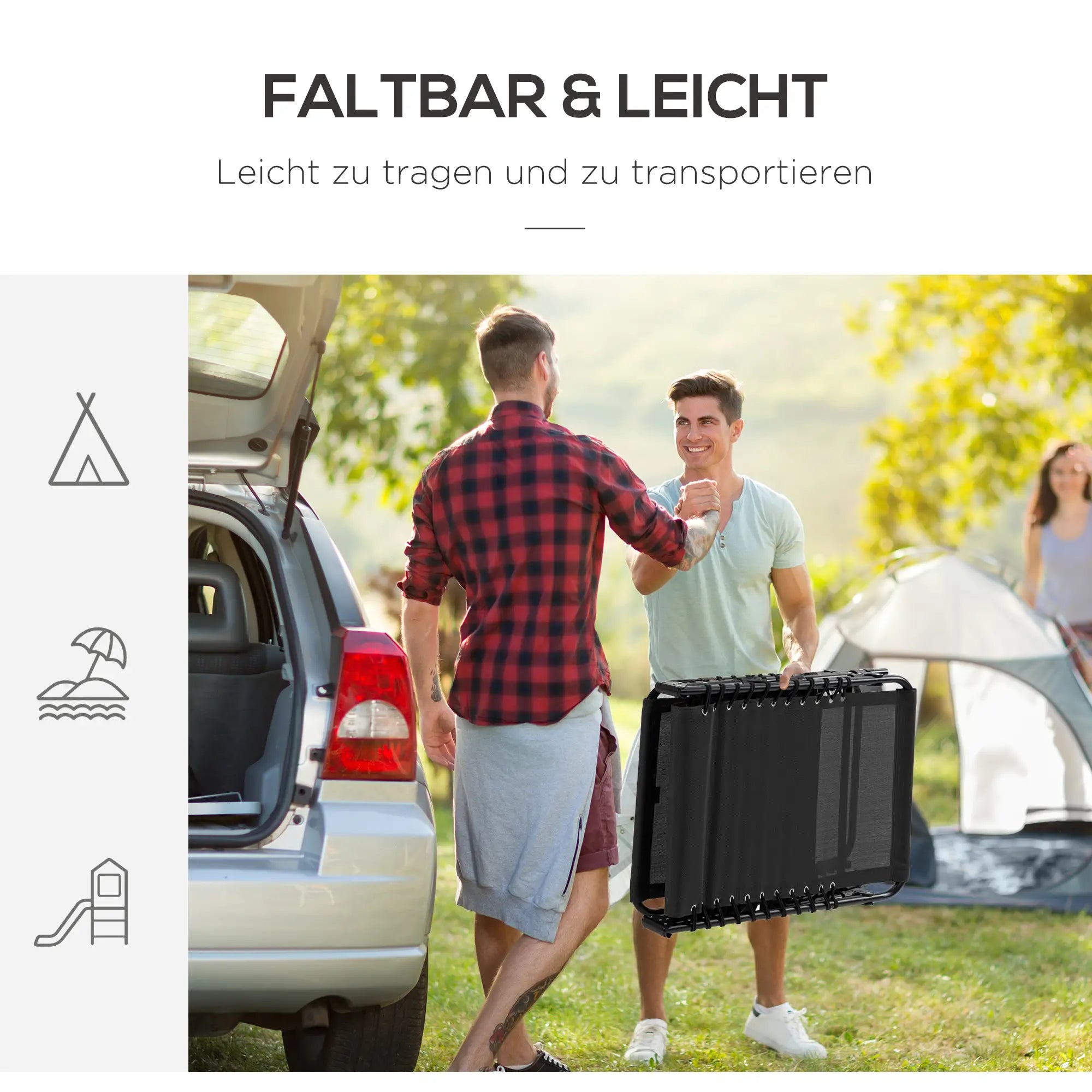 Outsunny klappbare Sonnenliege 185x58x30?cm Schwarz