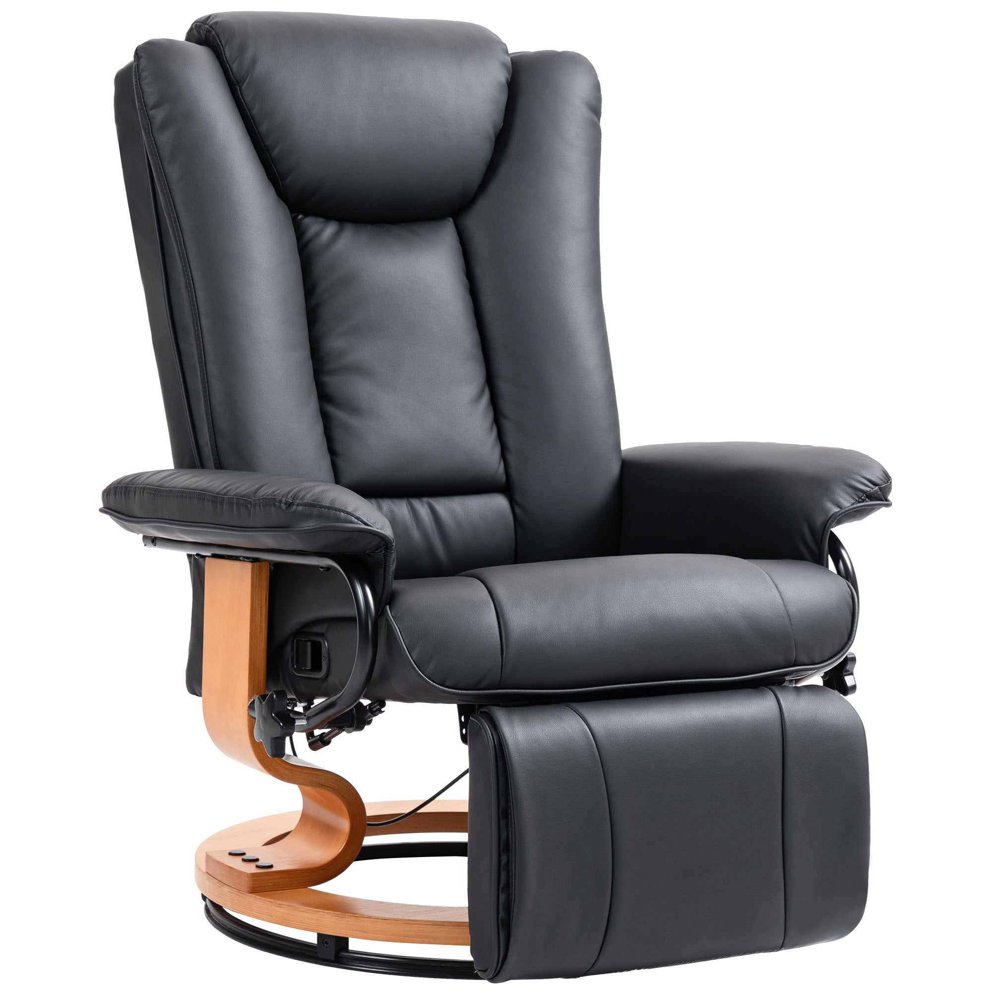 HOMCOM Relaxsessel mit Liegefunktion, drehbar, bis 150 kg, Kunstlederbezug, Stahlrahmen, Schwarz