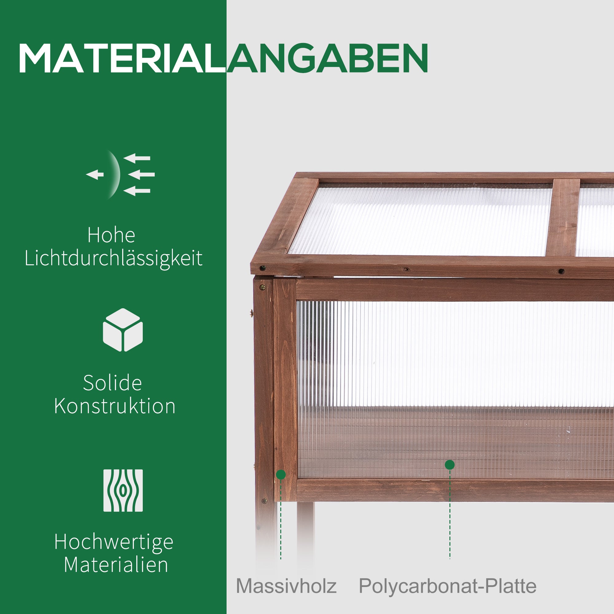 Outsunny Hochbeet aus Holz Frühbeet 90 x 50 x 93 cm Gewächstisch mit Abdeckung wetterfes Kräuterbeet Pflanzkasten für Garten, Balkon und Terrasse Braun