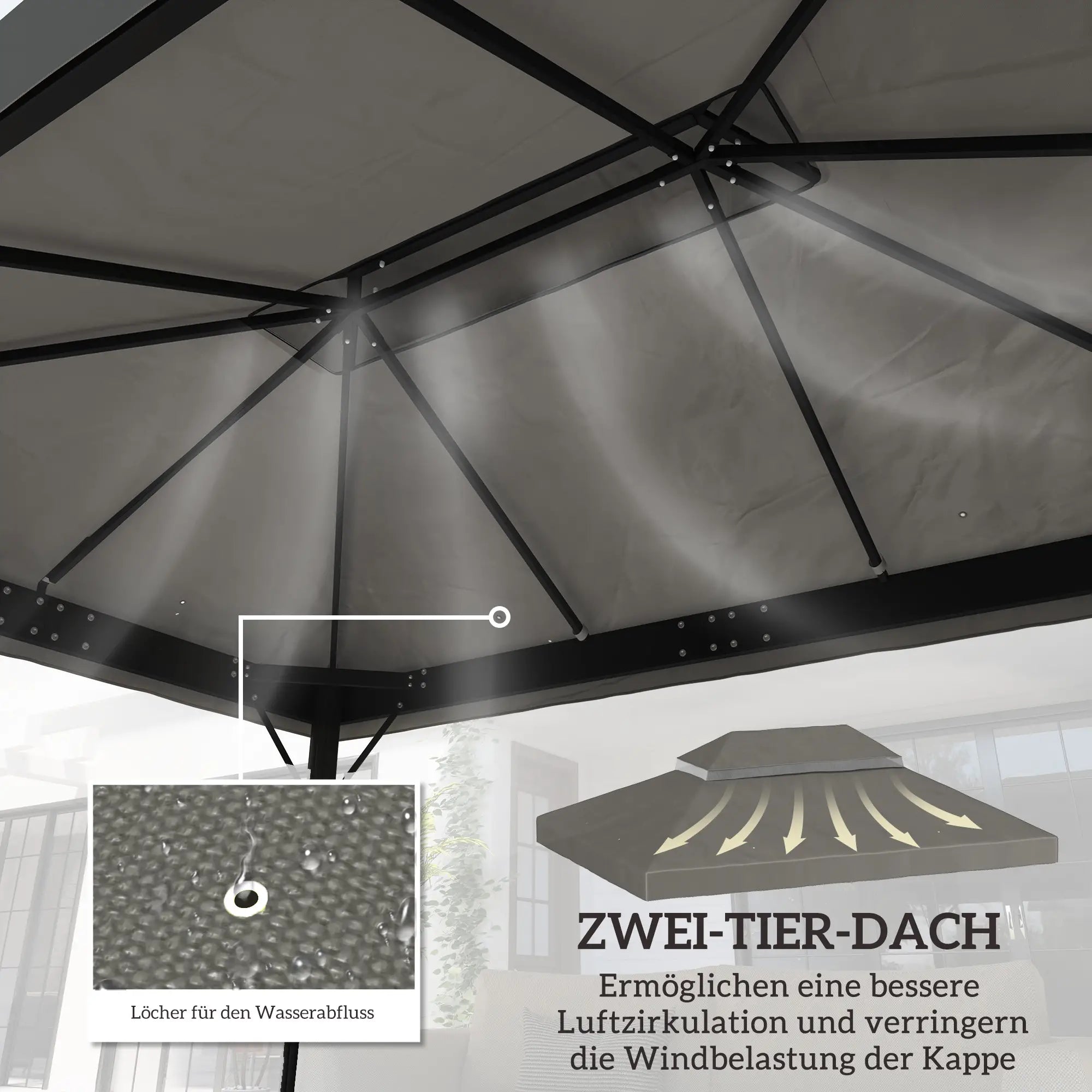 Outsunny Ersatzdach 3×4?m wasserdicht mit Doppeldach