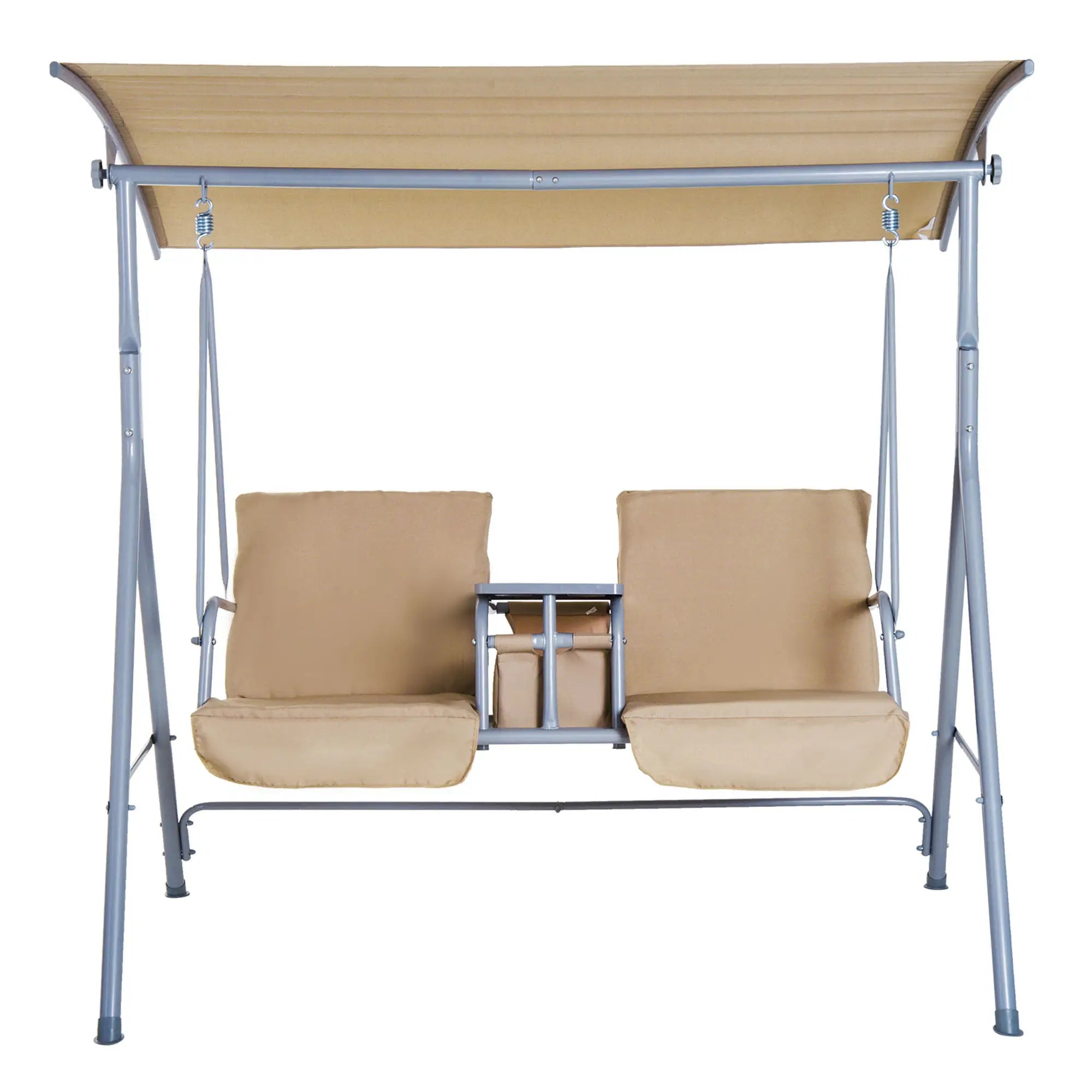 Outsunny Hollywoodschaukel 2-Sitzer mit Sonnendach Becherhalter