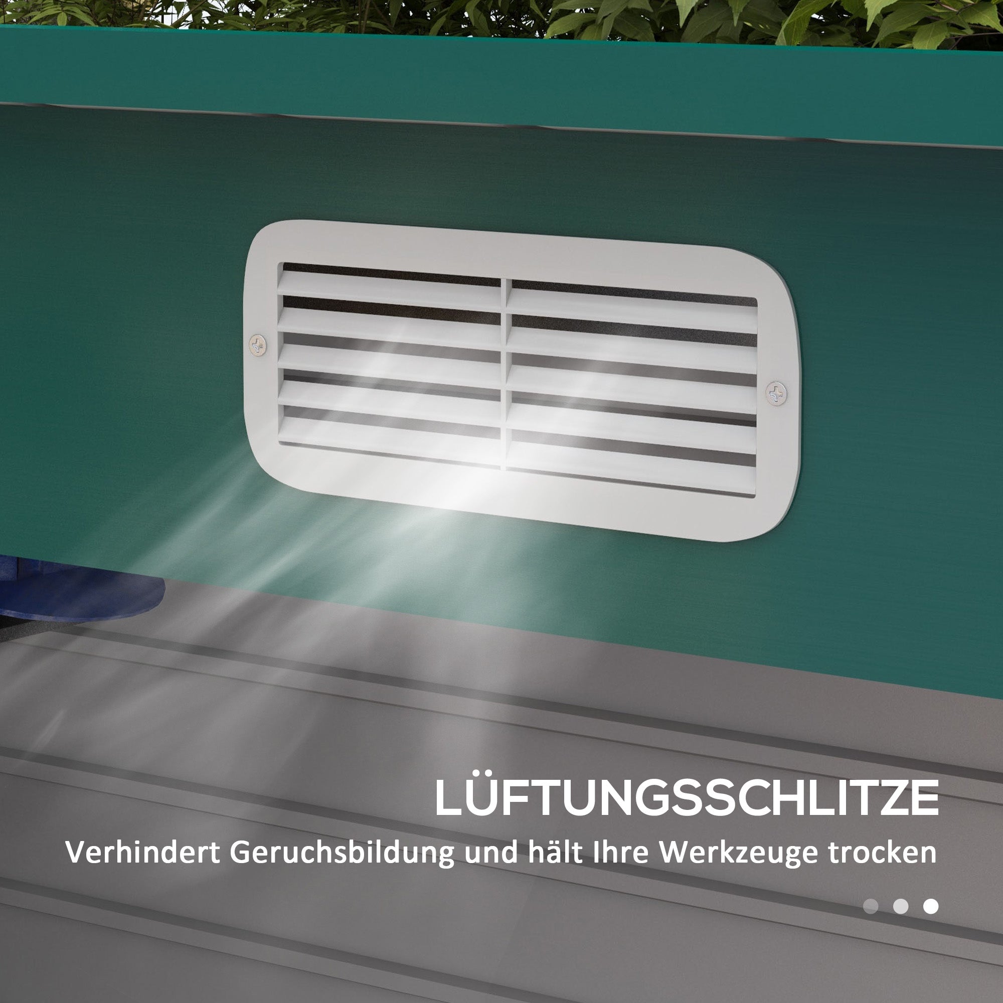 Outsunny Gerätehaus, Metall-Gartenhaus mit Pultdach, 249 x 121 x 166/183 cm, Einfache Montage, mit Doppeltüren, Grün