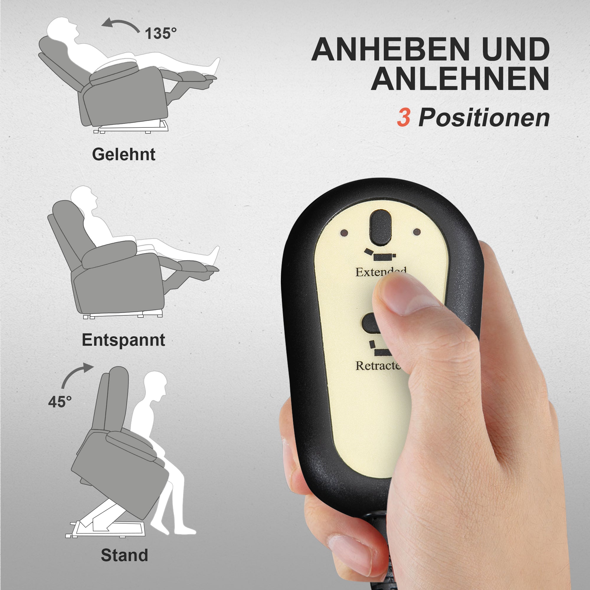 HOMCOM Powerlift-Sessel, Massagesessel mit Wärmefunktion, Polstersessel mit Fußstütze, Seitentasche, Stoffbezug, Dunkelgrau