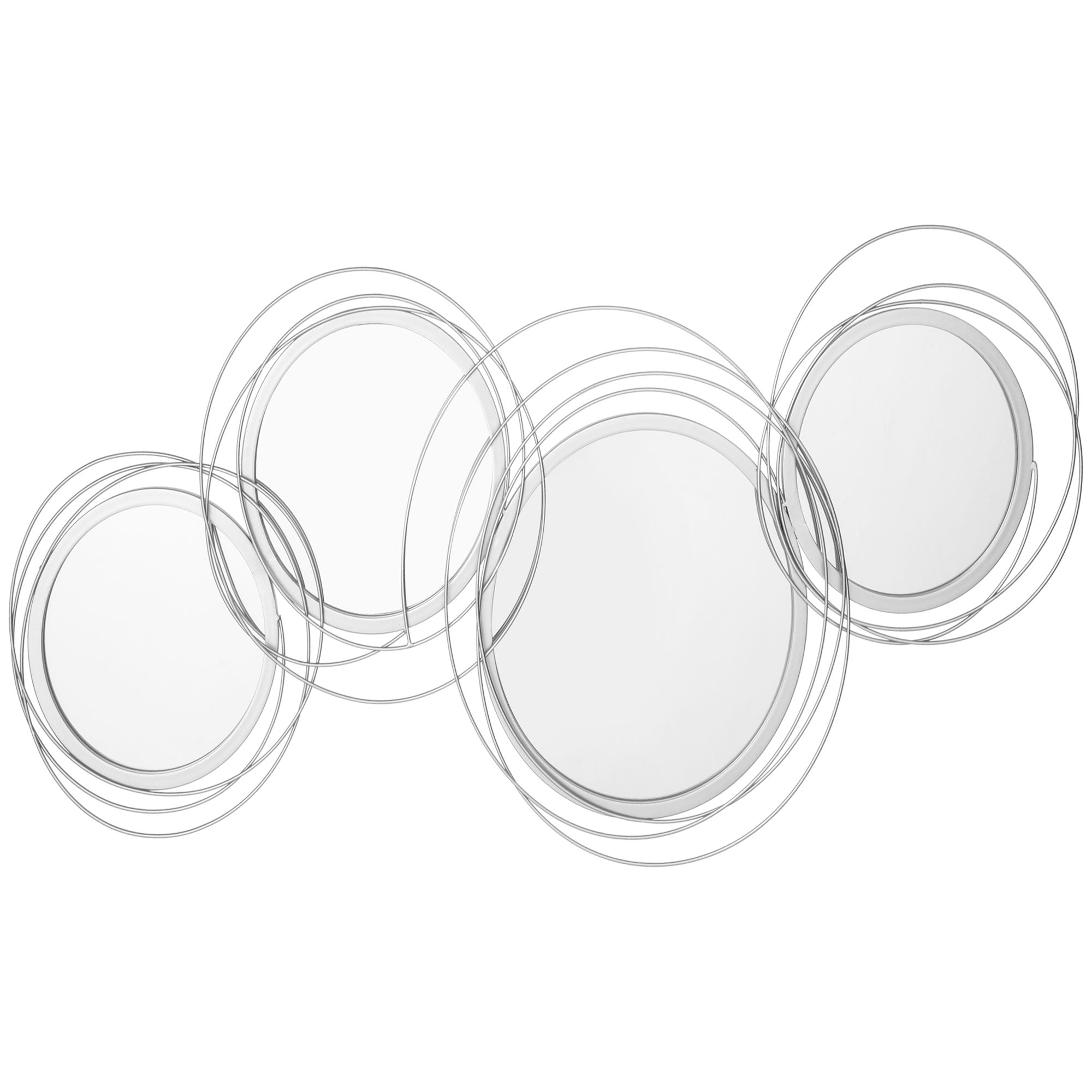 HOMCOM Spiegel-Set für Wanddekoration, Wandschmuck mit 4 runden Spiegeln, Wandspiegel, Flurspiegel,107 x 4 x 56 cm