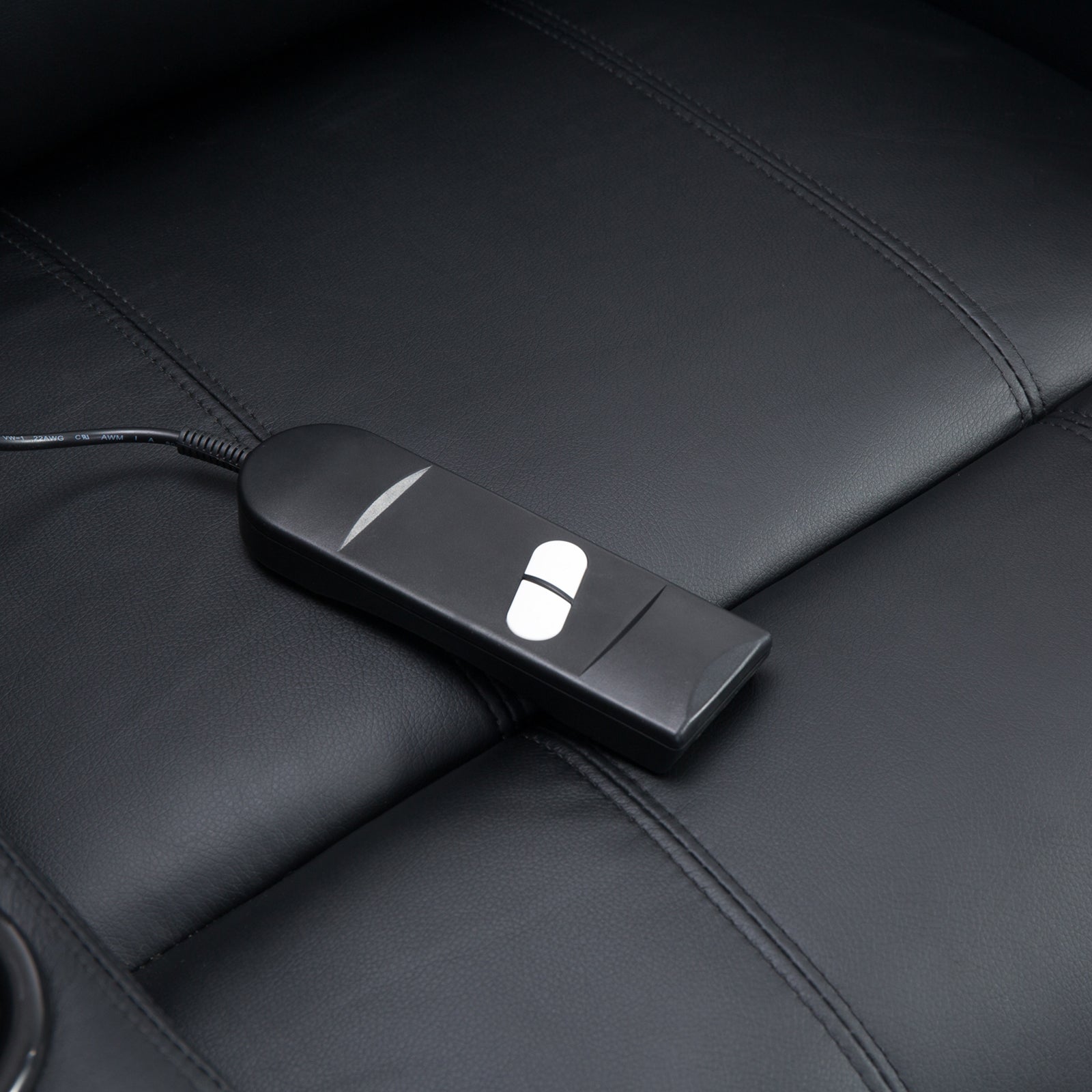 HOMCOM Fernsehsessel mit Aufstehhilfe Elektrisch Relaxsessel mit Liegefunktion, TV-Sessel mit Becherhalter, Seitentasche und Fernbedienung, Kunstleder, Schwarz