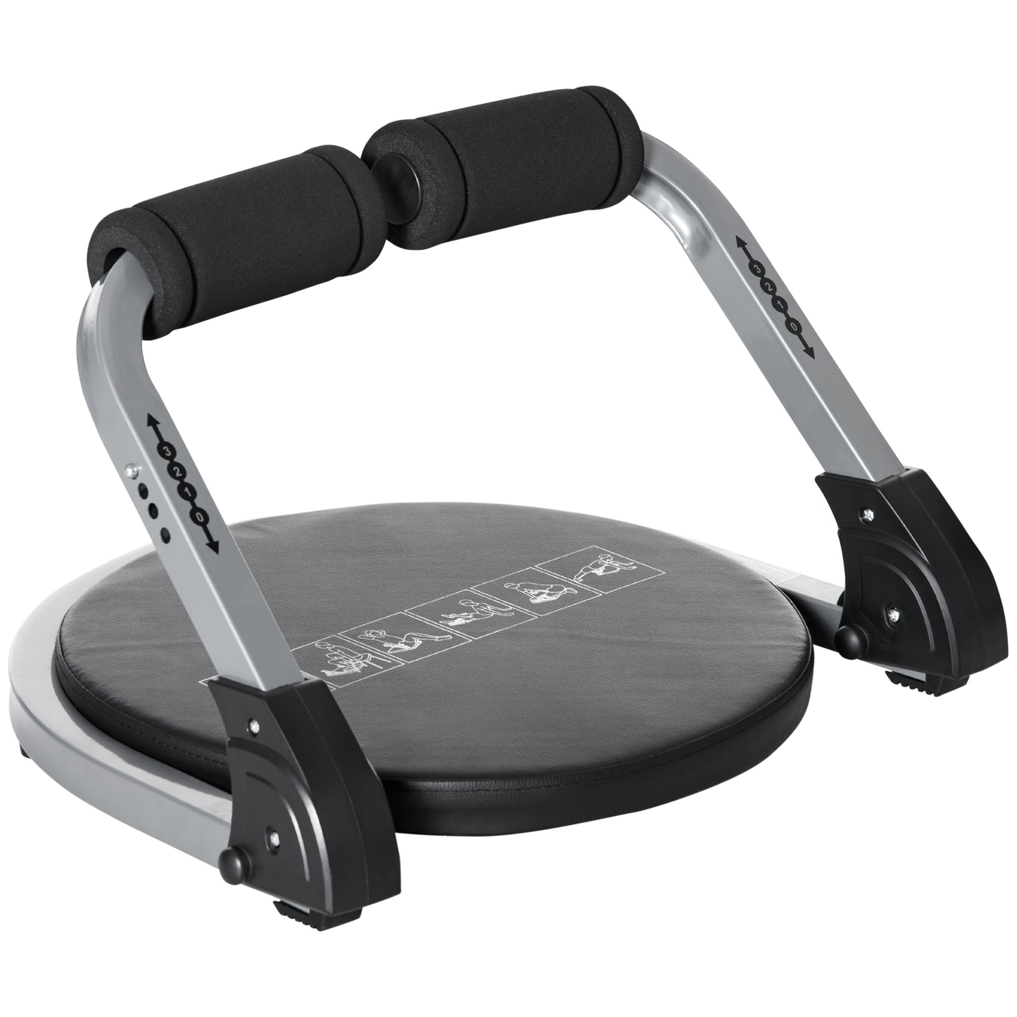 HOMCOM Bauchtrainer, multifunktional, 3 Widerstände, klappbar, leicht gebaut, Stahlrahmen, schwarz, 55 x 42 x 11-32cm
