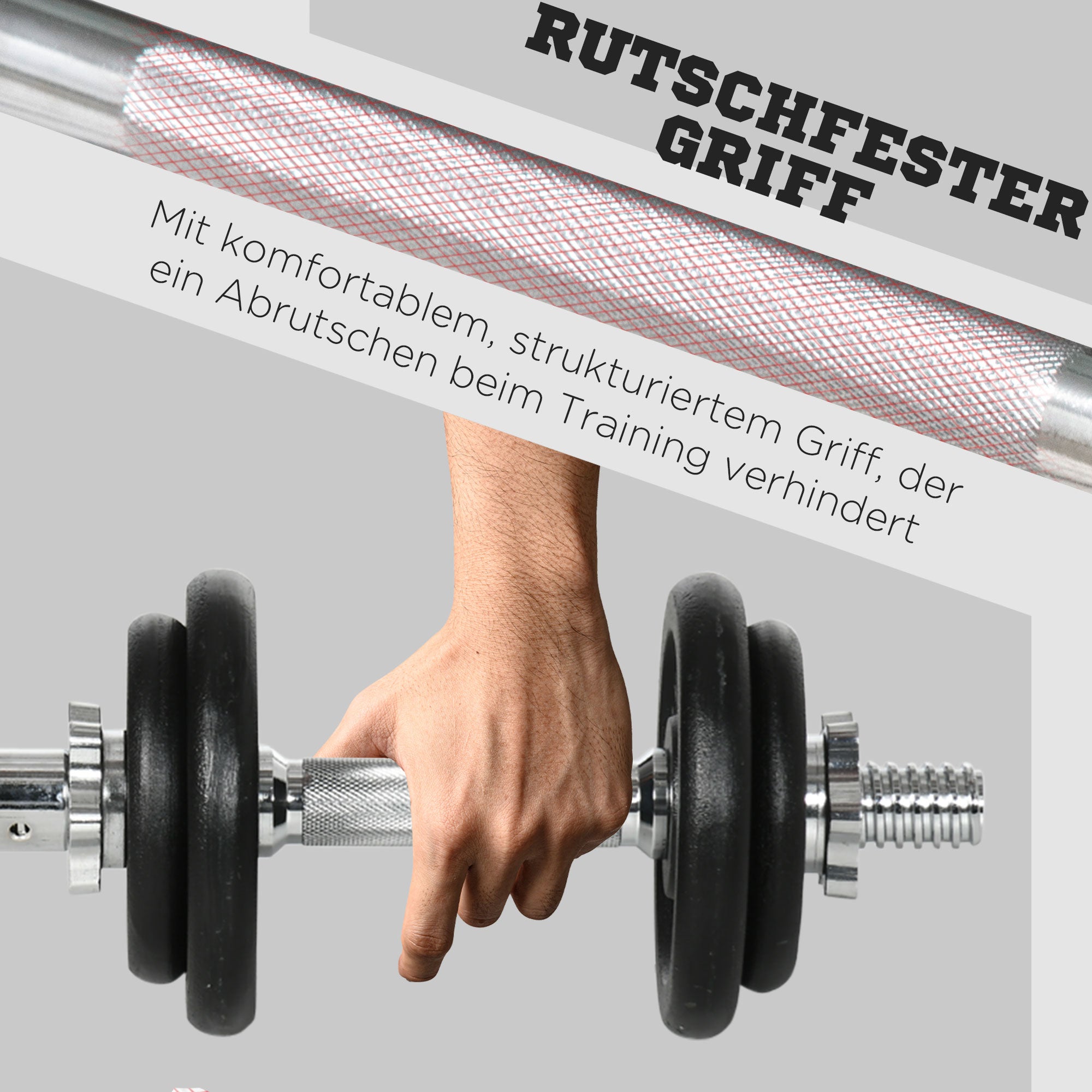HOMCOM Kurzhantel, Langhantel, 2-in-1, 20 kg, 8 Hantelscheiben, rostfrei, Eisen, schwarz, 95 x 16 x 16Hcm