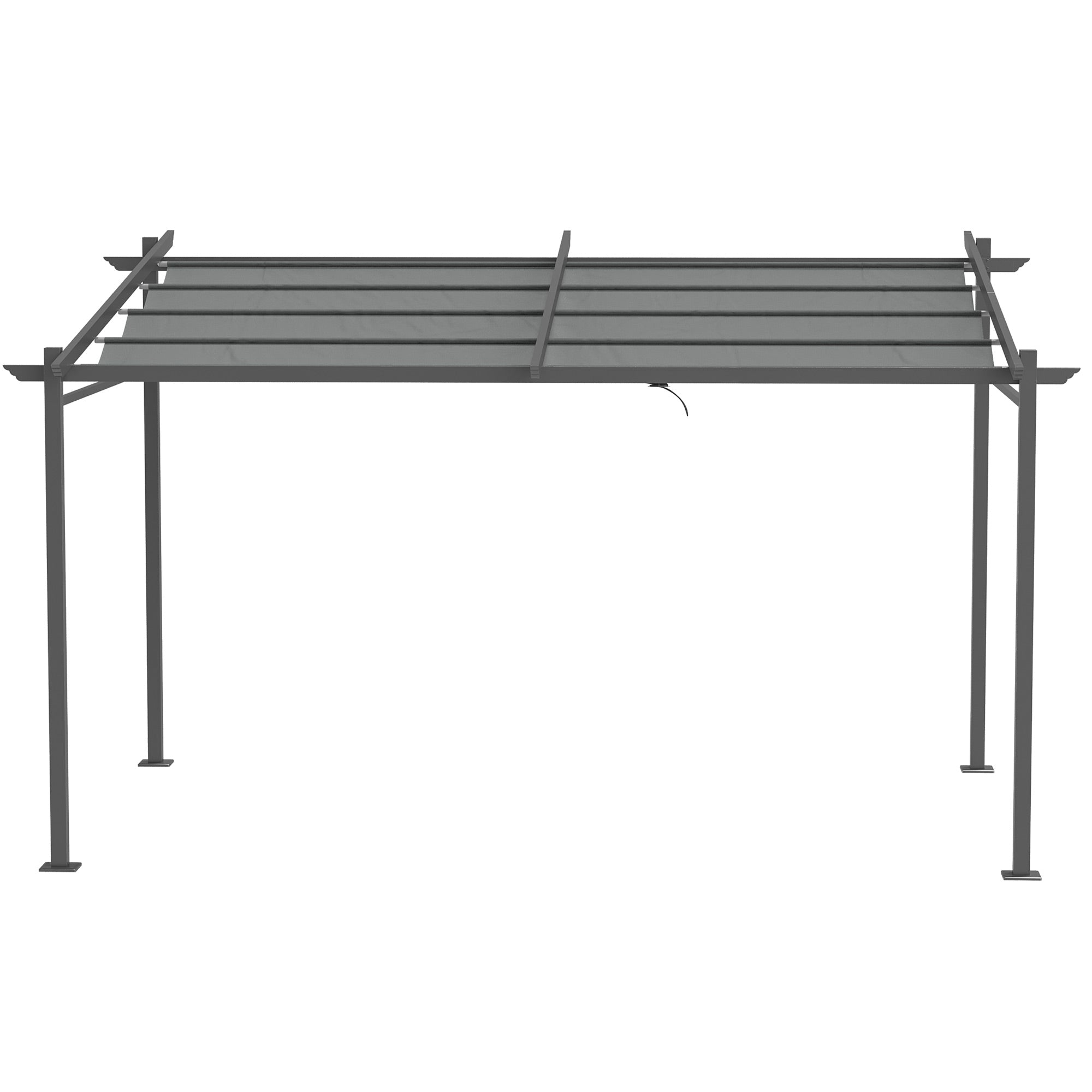Outsunny Pergola, inklusive Befestigungsmaterial, ausziehbares Dach, 3,97 m x 2,95 m x 2,3 m, Dunkelgrau