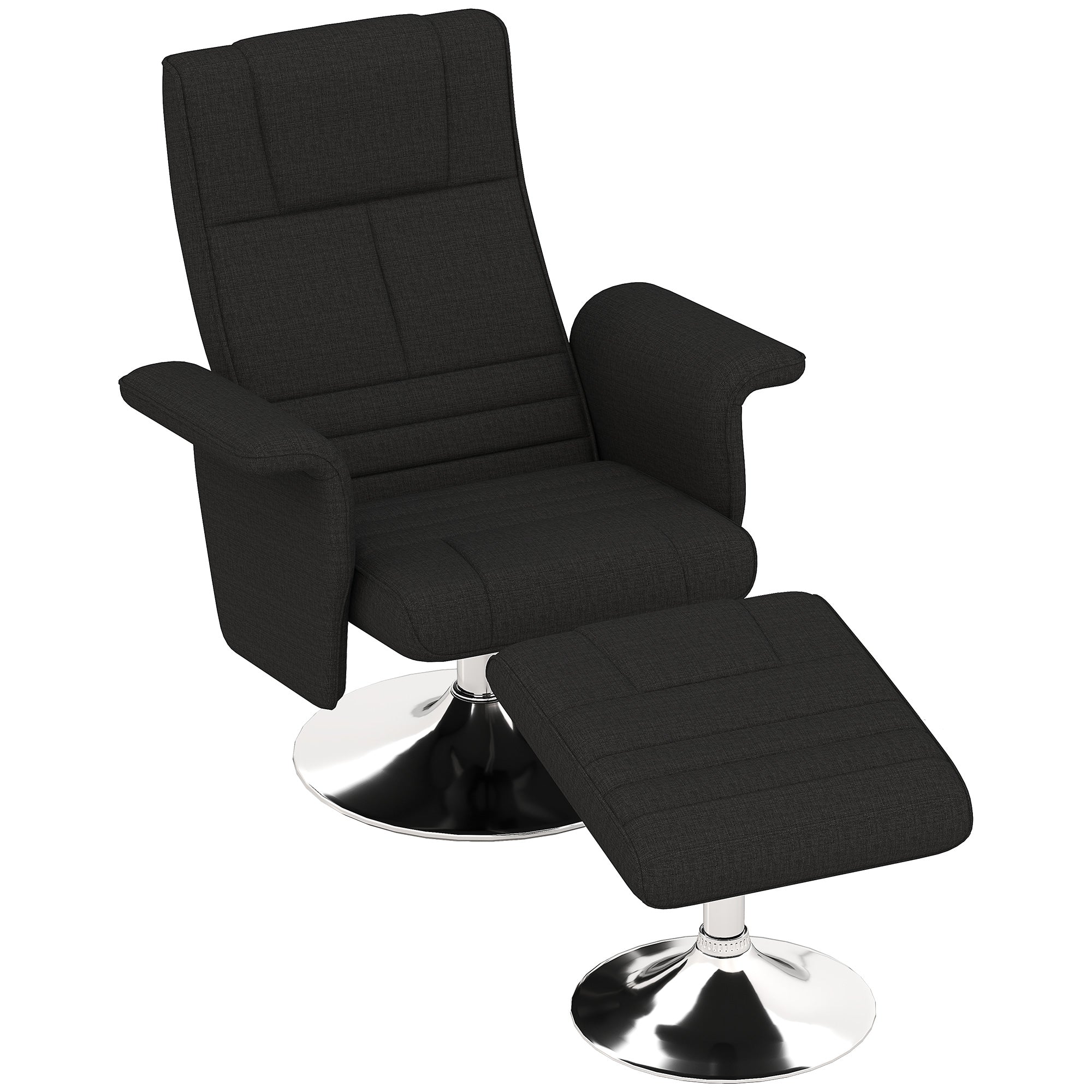 HOMCOM Massagesessel mit Hocker, neigbare Lehne, 78 x 95 x 88 cm, Schwarz