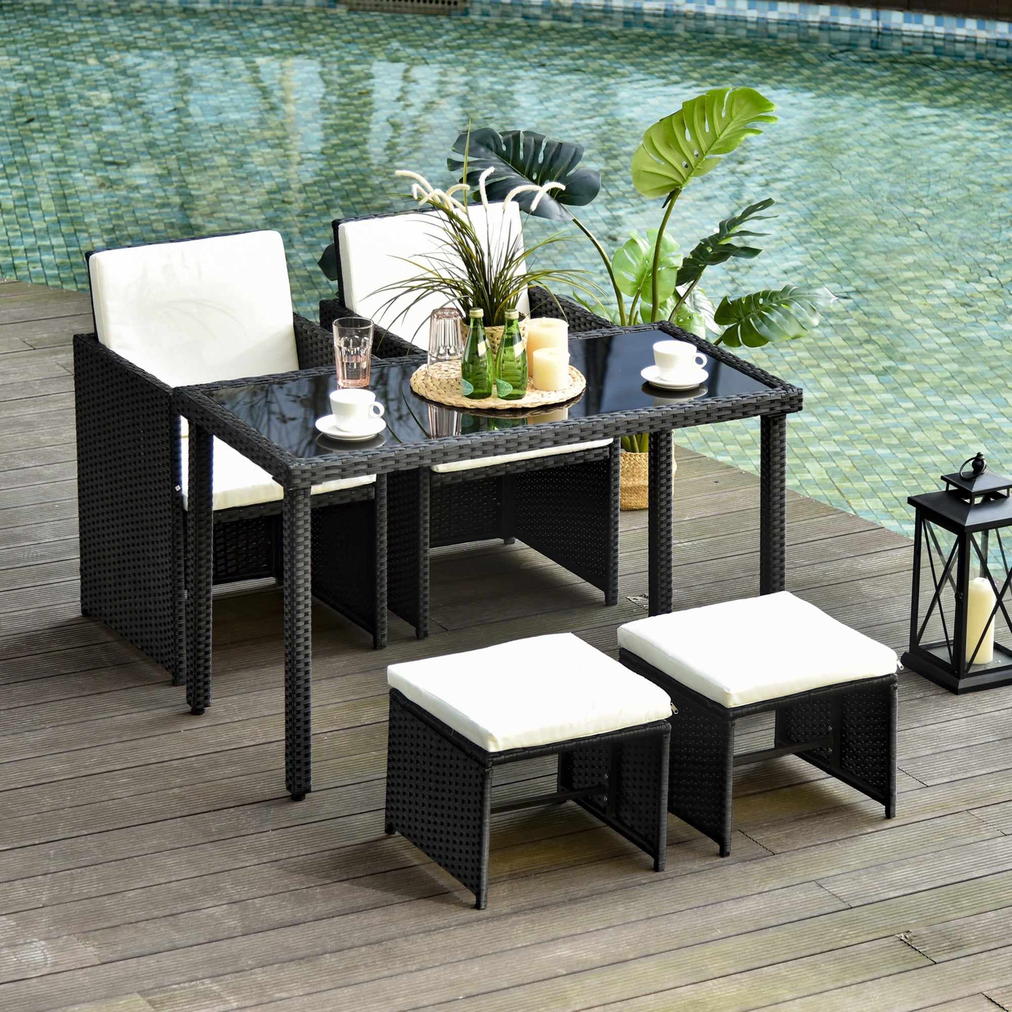 Outsunny Polyrattan Sitzgruppe 11-tlg. wetterfest handgeflochten