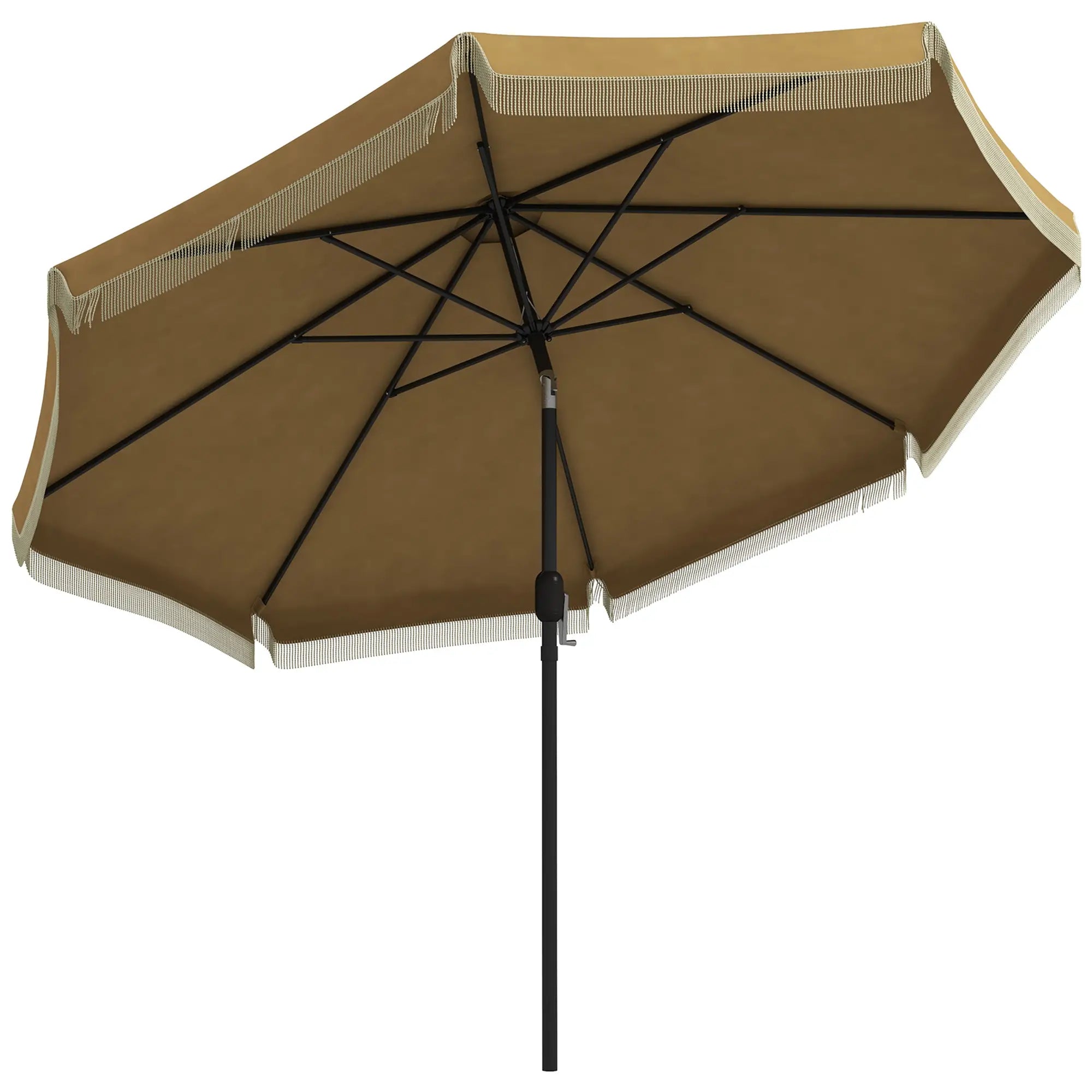 Outsunny Sonnenschirm Ø265?cm Khaki mit Fransen