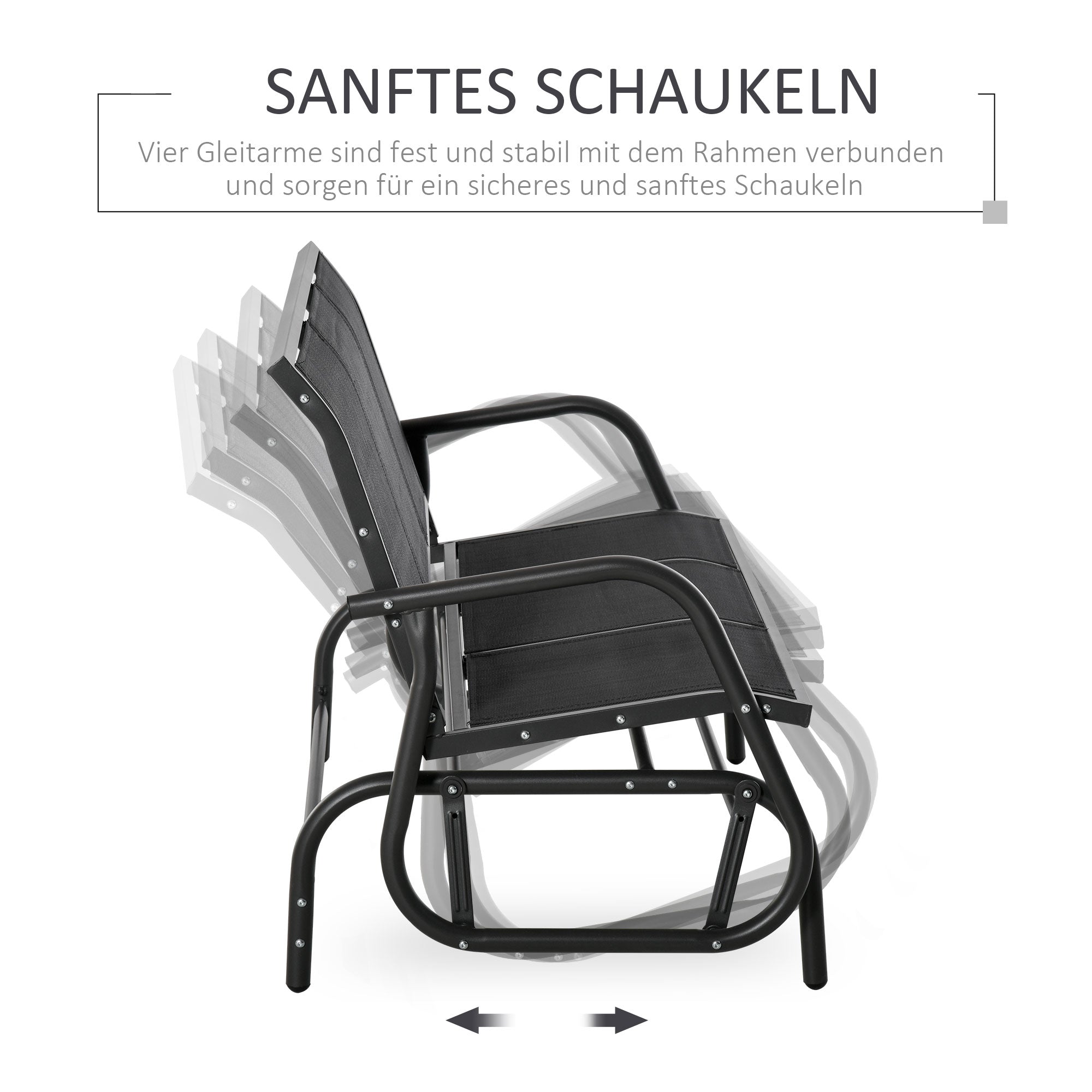 Outsunny 3-Sitzer Schaukelstuhl Gartenbank mit Schaukelmechanismus Gartenschaukel Sitzbank aus Metall Parkbank bis 300 kg belastbar Gartenmöbel für Garten, Terrasse, 147 x 70 x 85 cm Dunkelgrau