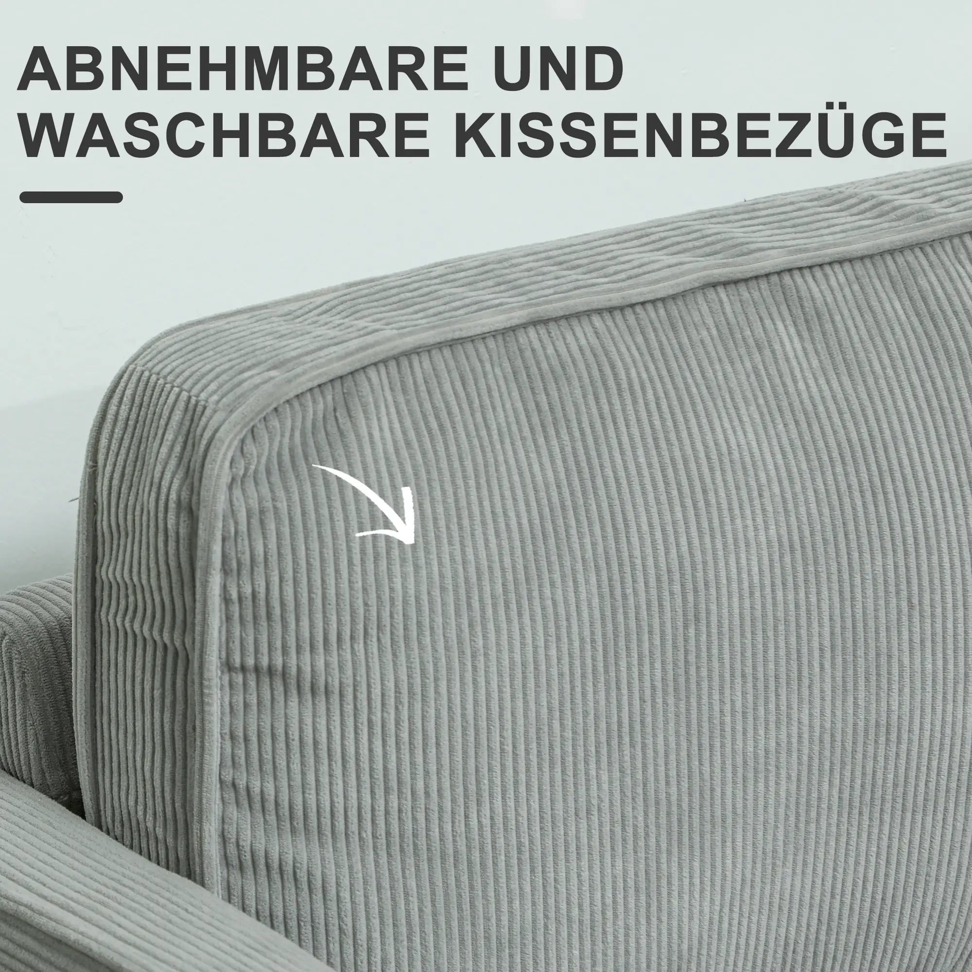 HOMCOM Zweisitzer Sofa mit Stauraum Cordoptik hellgrau