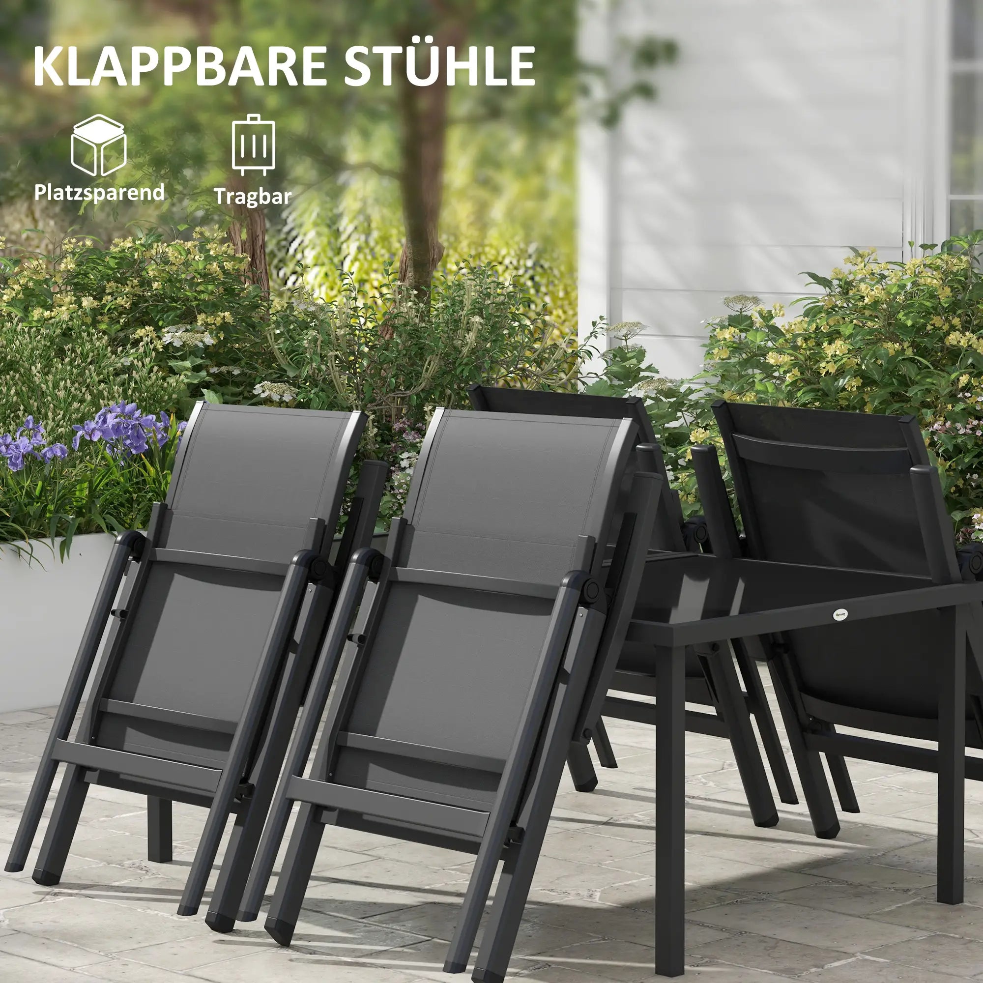 Outsunny Gartenmöbelset 5-tlg. klappbar verstellbar Aluminium