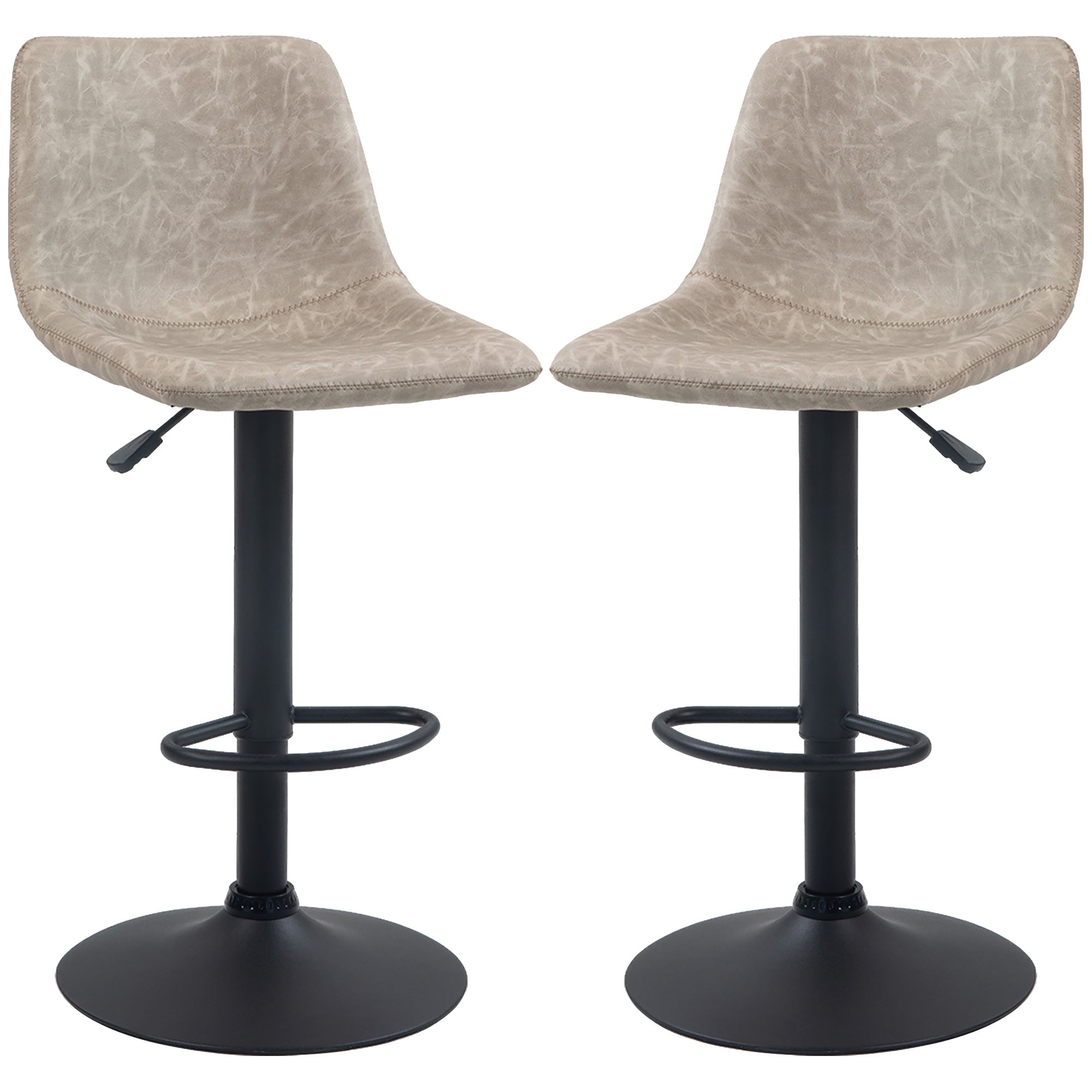 HOMCOM Barhocker im 2er-Set, Retro-Design, höhenverstellbar, drehbar, Kunstleder, 42 x 48 x 91-112 cm, Beige