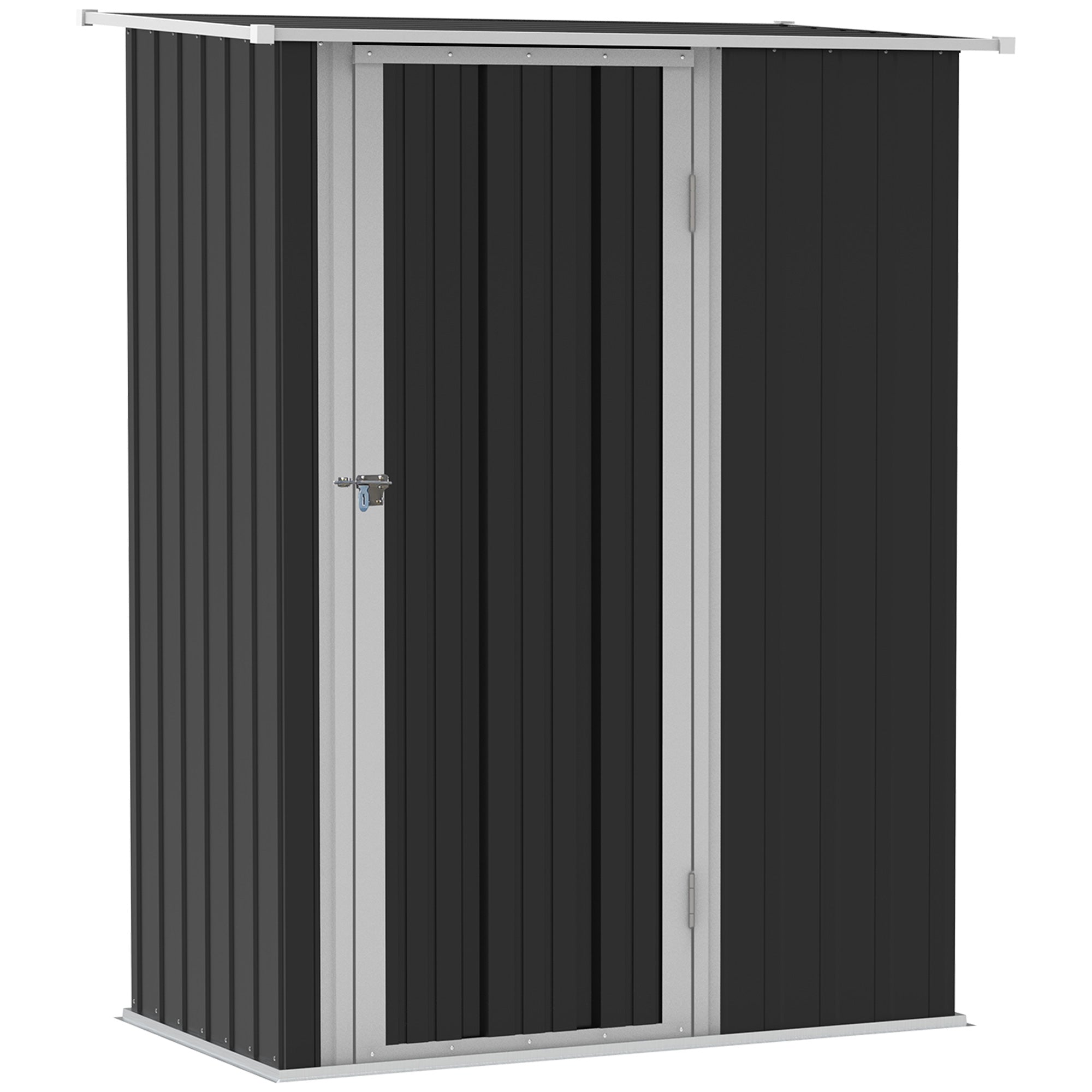 Outsunny Gerätehaus 142×84×189 cm Stahl Dunkelgrau