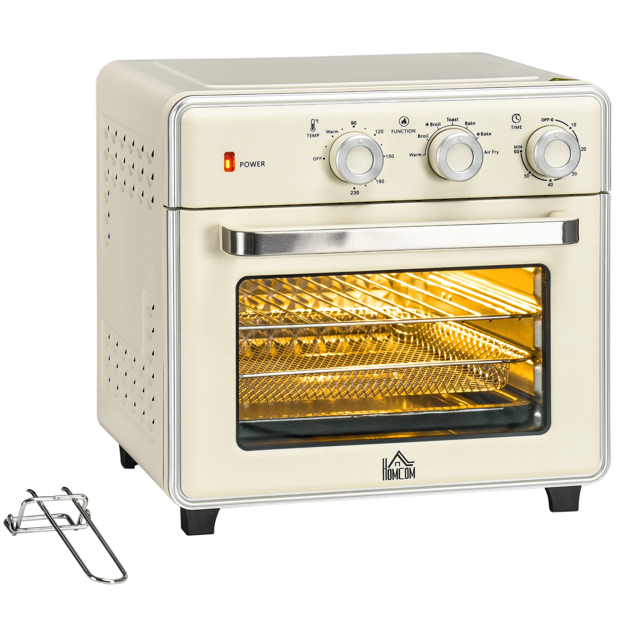 HOMCOM 5-in1 Mini Ofen, 20 L Fassungsvermögen, 1400W, 1 Backrost, 1 Backblech, 60 Min. Timer