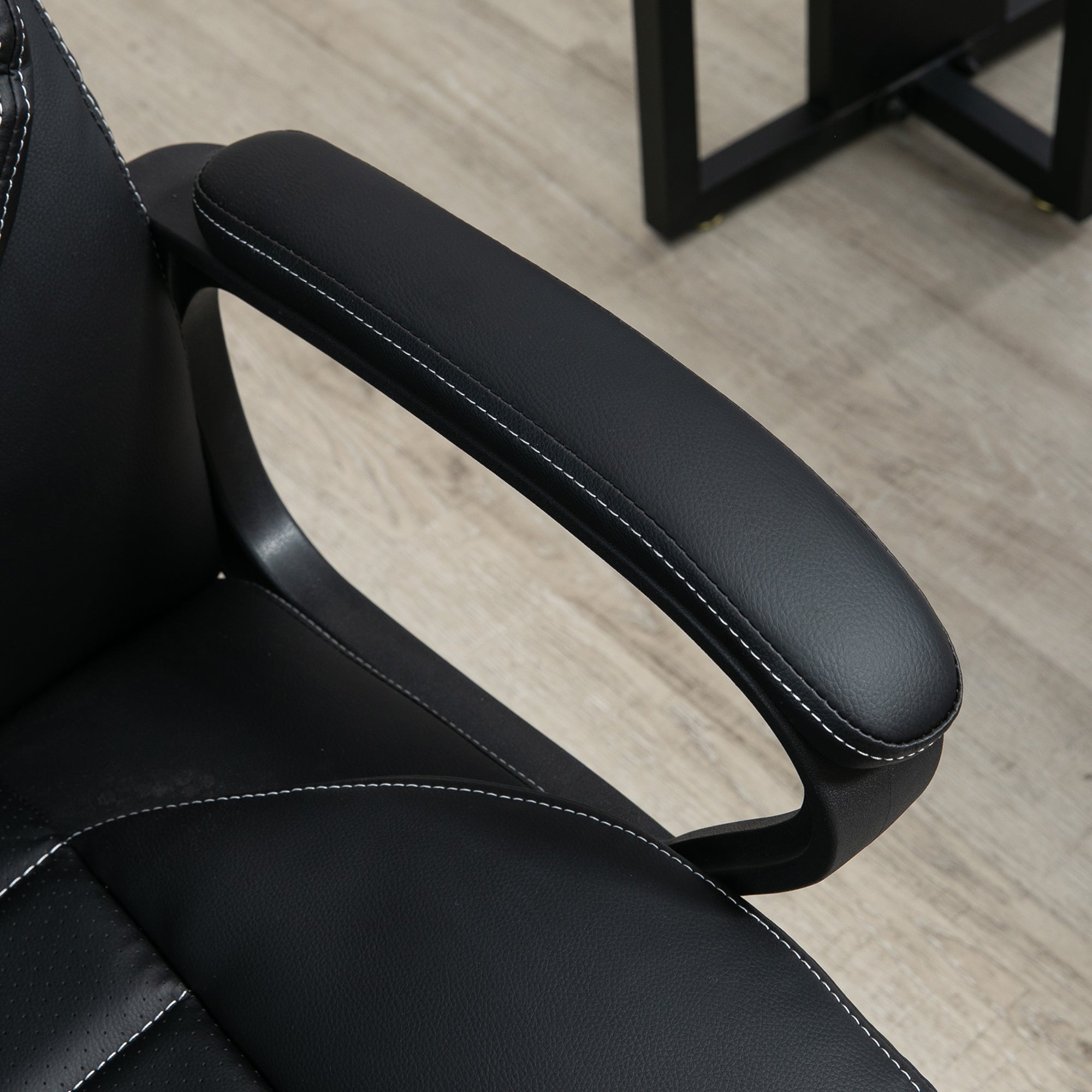 Vinsetto Bürostuhl mit Massage höhenverstellbarer Chefsessel ergonomischer Drehstuhl Gamingstuhl Computerstuhl Massage Sessel 6 Vibrationspunkte Leinen-Gefühl einstellbar Schwarz 66 x 78 x 112-120 cm