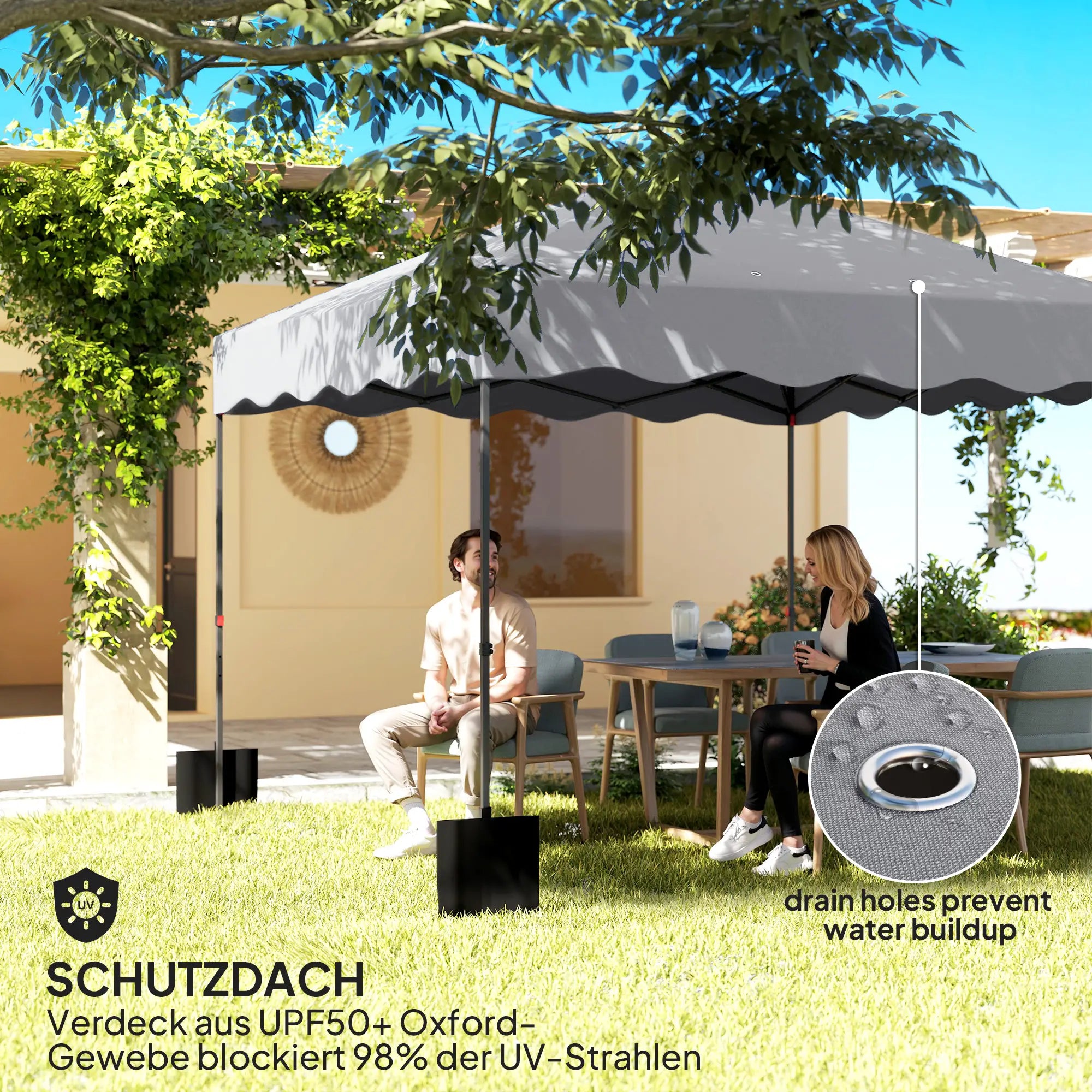 Outsunny Pavillon Faltpavillon UV50+ höhenverstellbar