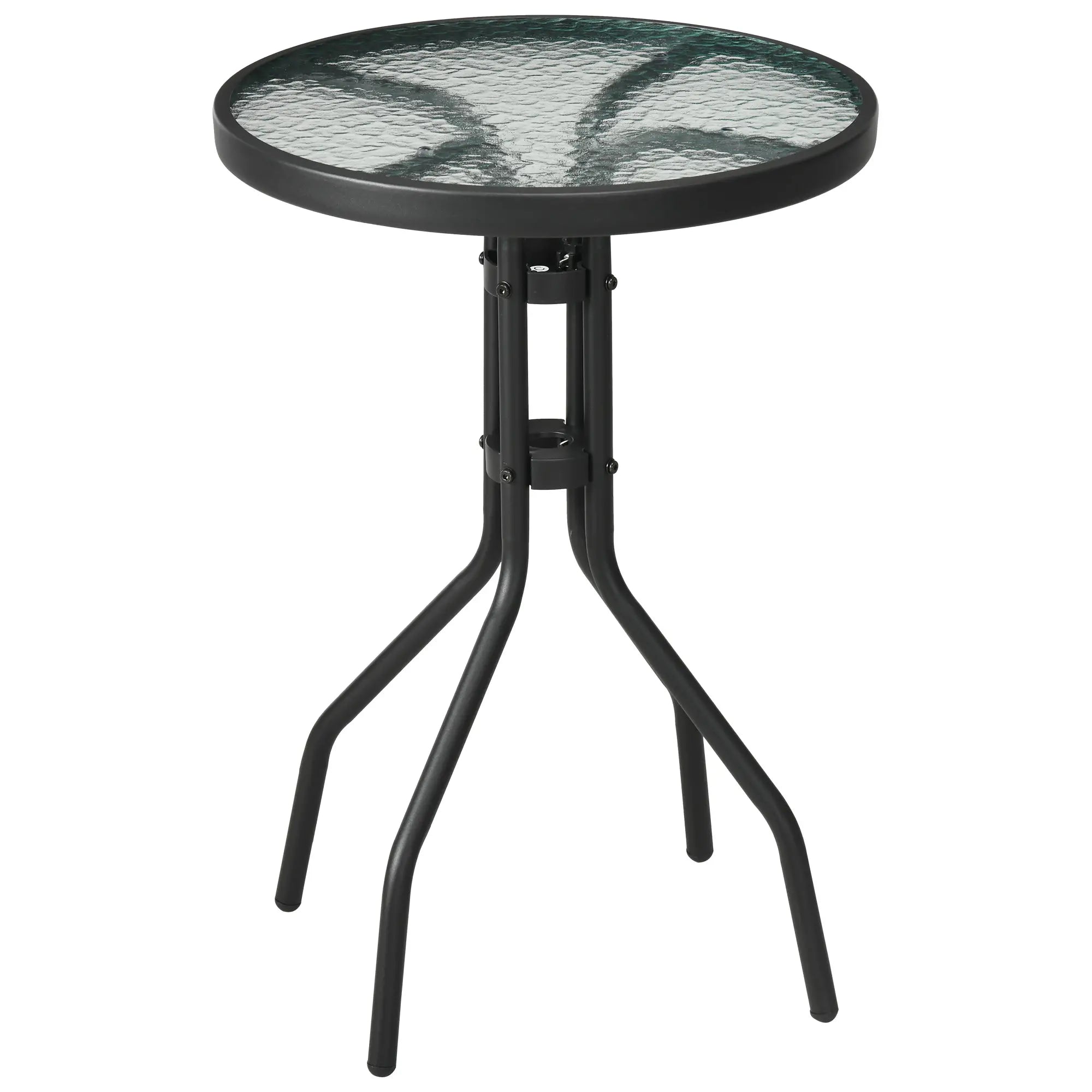Outsunny Garten-Bistroset 3-teilig klappbar Hartglas-Tisch