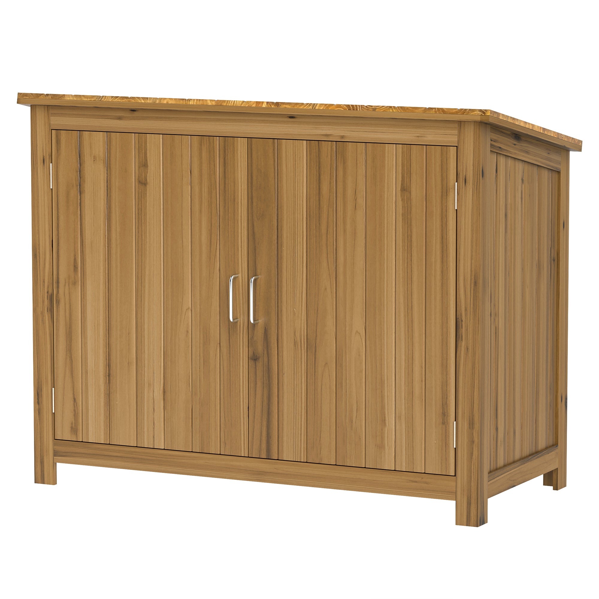 Outsunny Gartenschrank, Holzkommode mit 2 Regalen für Garten, Terrasse, Wetterfest, 110 x 50 x 85 cm, Braun