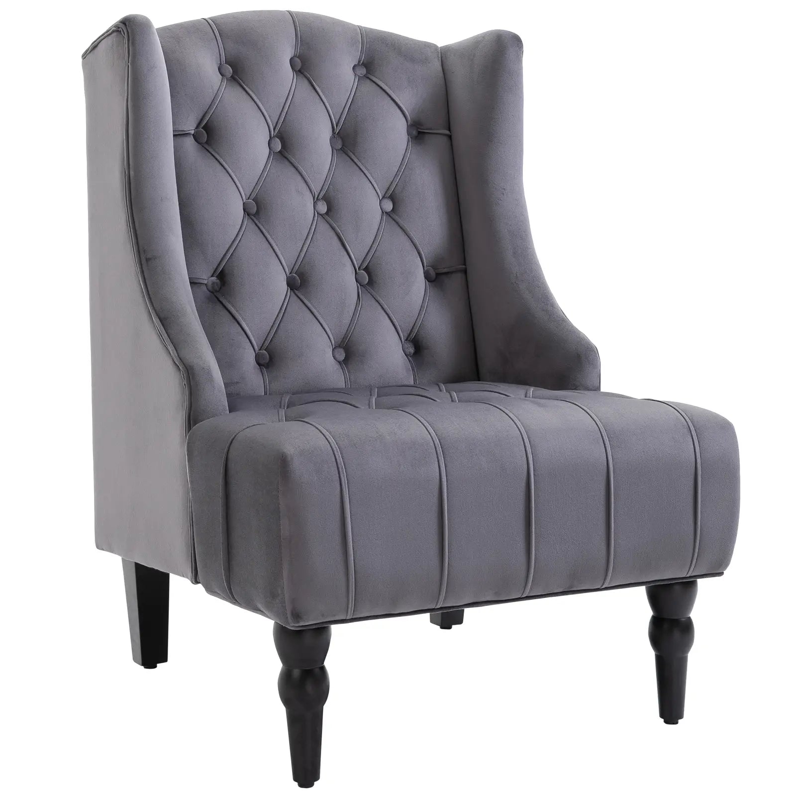 HOMCOM Einzelsessel Ohrensessel Relaxsessel mit Tufting erhöhte Beine Samtstoff Grau 67 x 70,5 x 97 cm