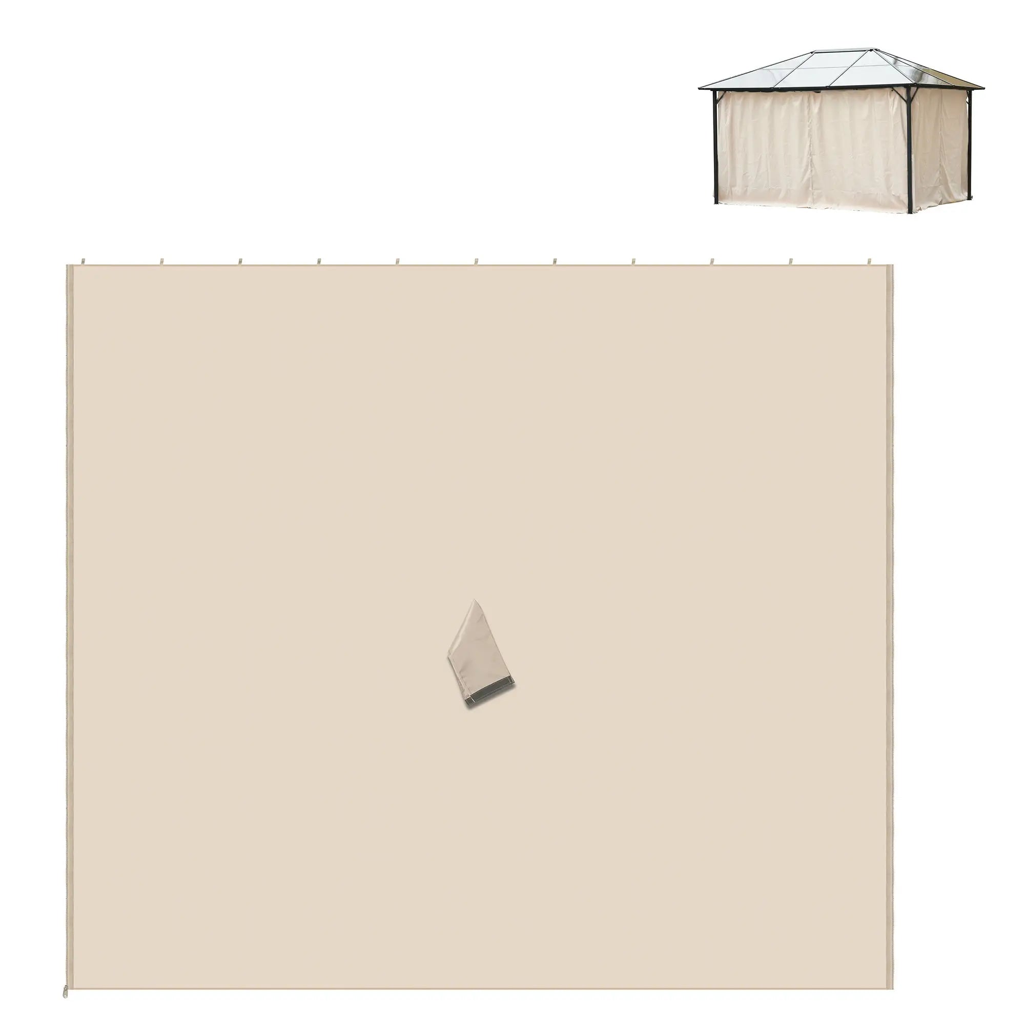 Outsunny 4 Ersatzvorhänge für 3x3m Pavillons, robust, für Stangen und Gleitschienen, doppelter Reißverschluss, beige