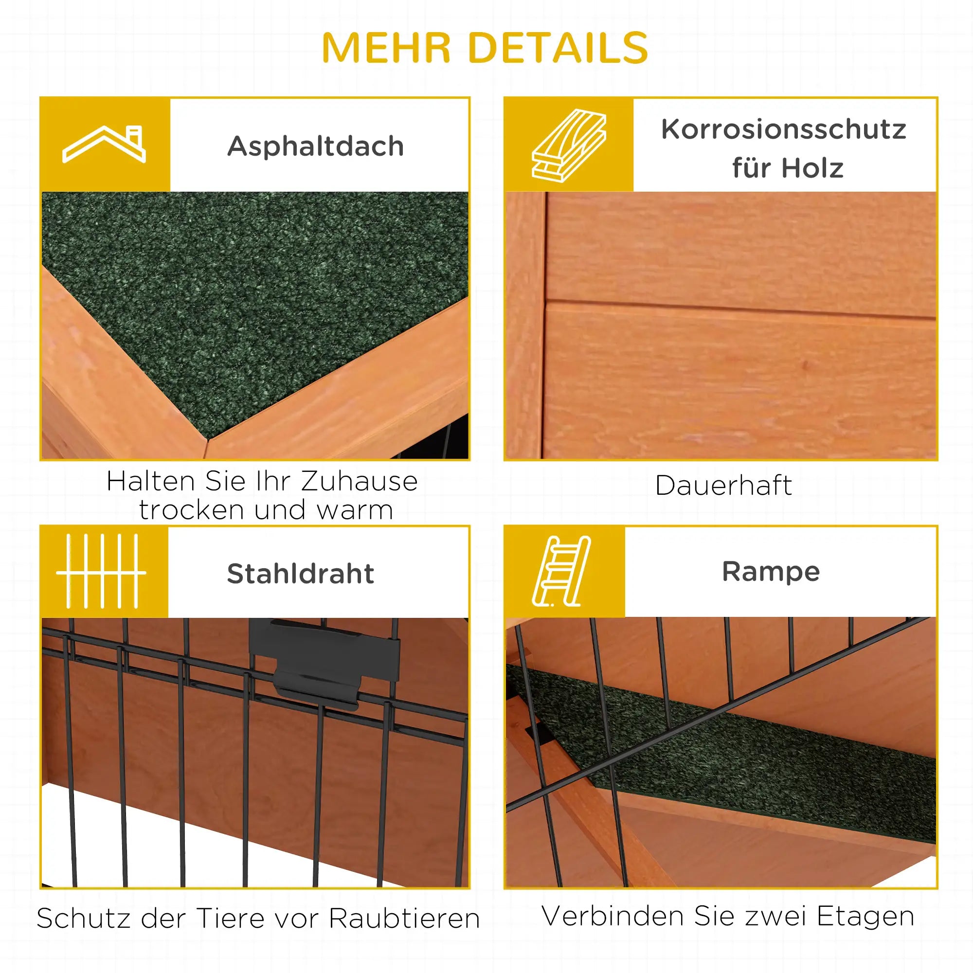 PawHut Kaninchenstall 2-stöckig geräumig wetterfest Outdoor