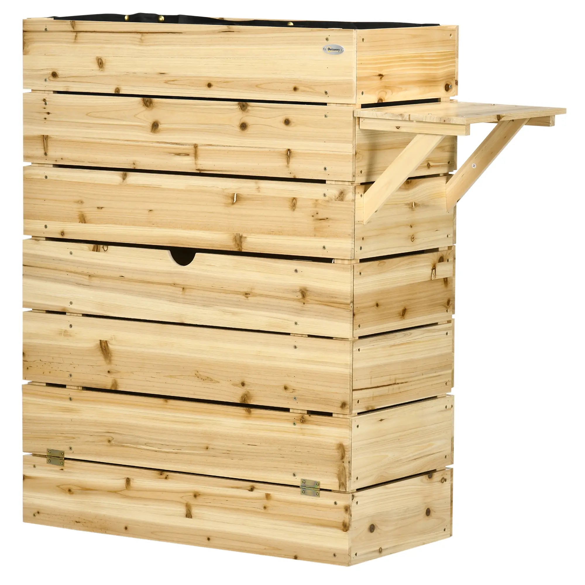 Outsunny Hochbeet Pflanzkasten mit Ablage erhöht Massivholz