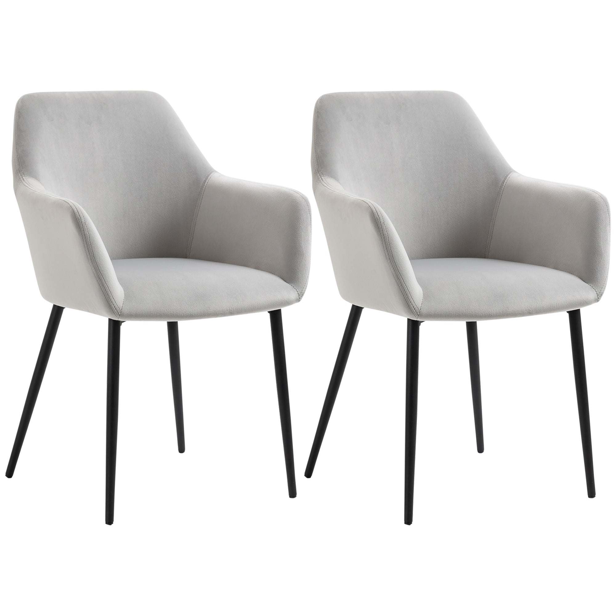 HOMCOM Esszimmerstuhl-Set, komfortabel, 54x57x80 cm, Hellgrau