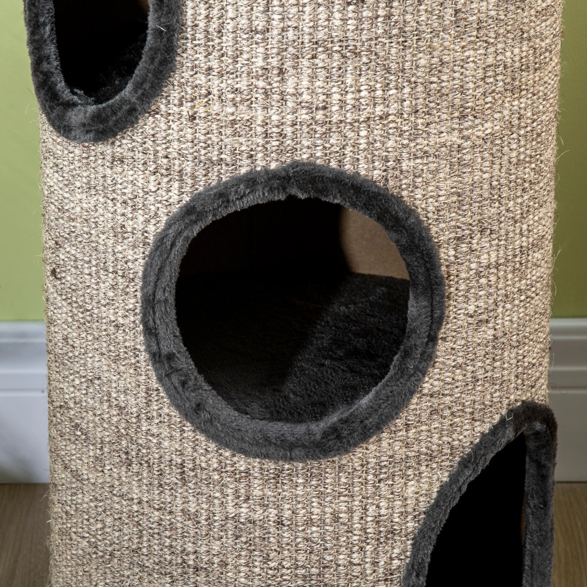 PawHut Kratztonne Katzenbaum 3 Ebenen Sisal Kratzmatte