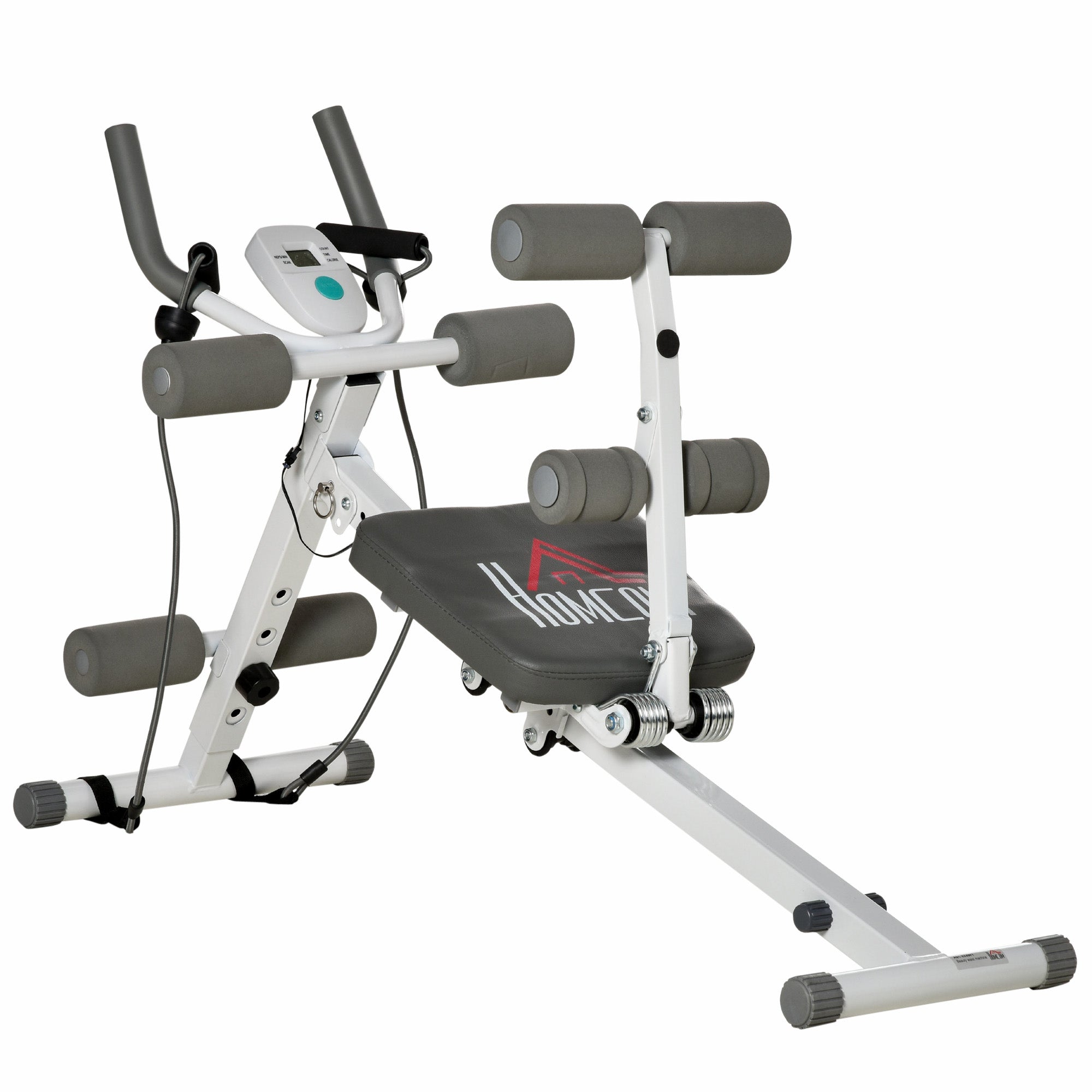 HOMCOM 2-in-1 Trainingsgerät für Sit-ups, mit LCD-Monitor, Fitness-Gerät für Zuhause, Stahl, Kunstleder
