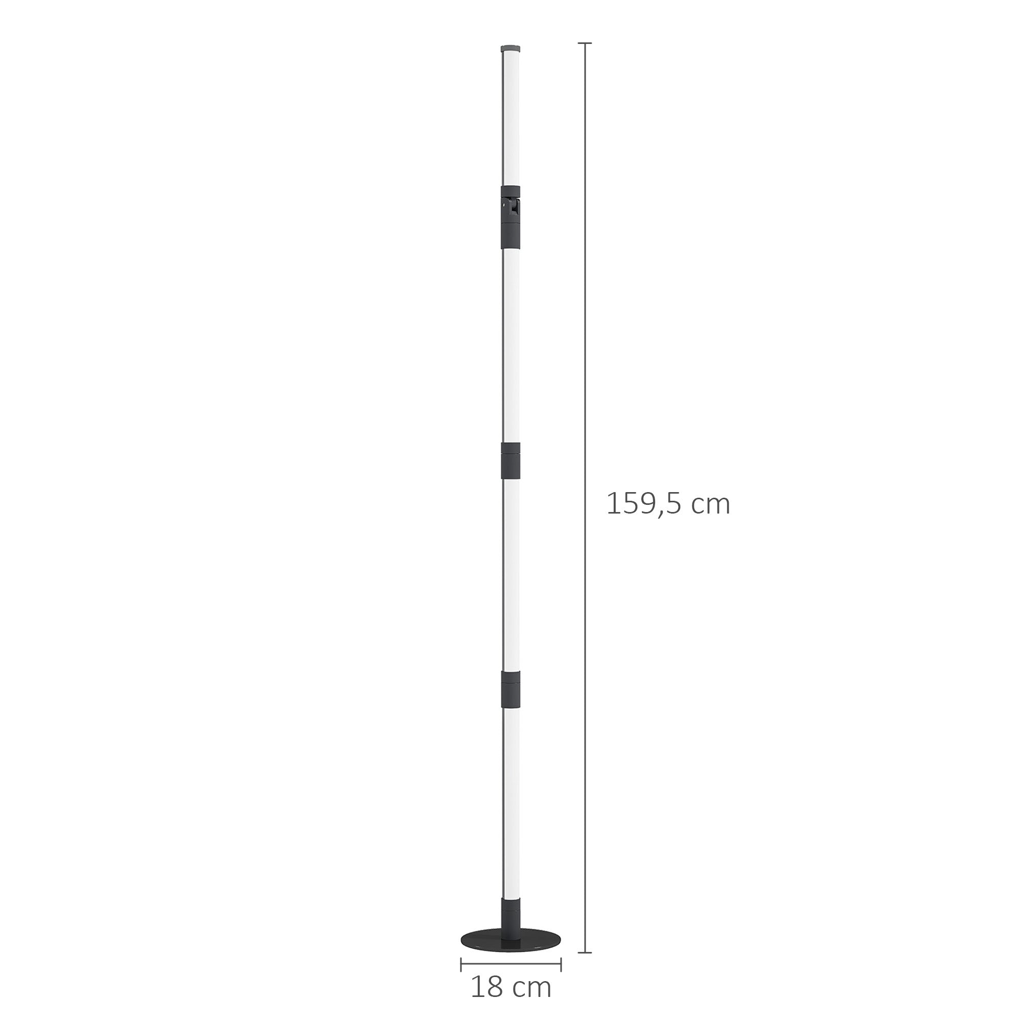 HOMCOM LED-Stehlampe, Standfußlampe mit Fernbedienung und verschiedenen Farben, Timer, App, Musik-Synchronisation, Dunkelgrau