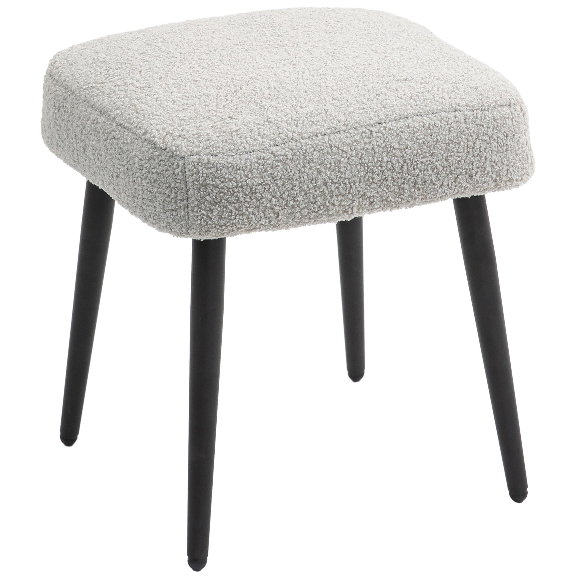 HOMCOM Hocker, Fußstütze, gepolsterter Sitz, Kaschmir-Optik, Stahlbeine, 42 x 42 x 47 cm, Hellgrau