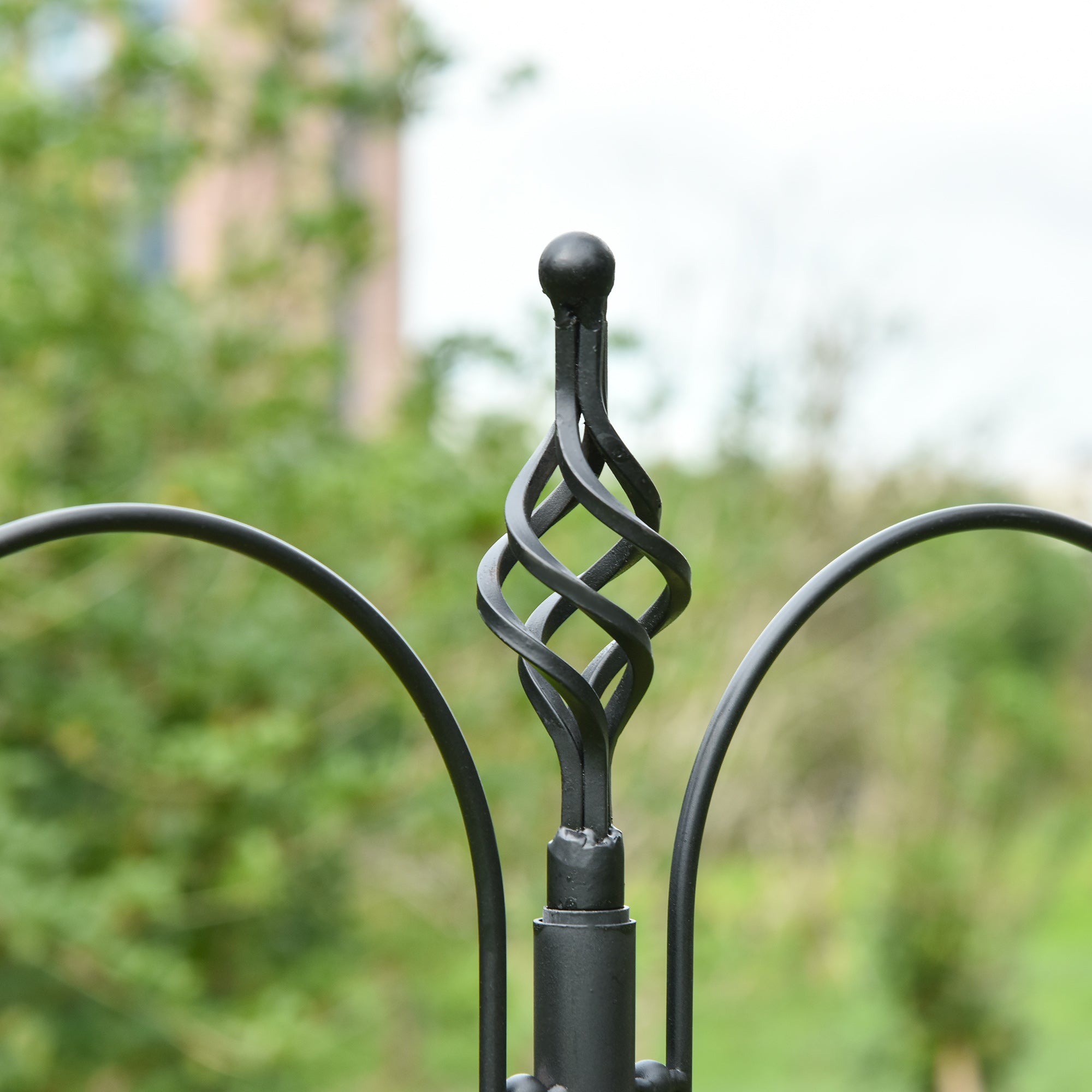 PawHut Vogelfutterstation, Outdoor-Futterspender, 4 Haken, Stahl, Schwarz