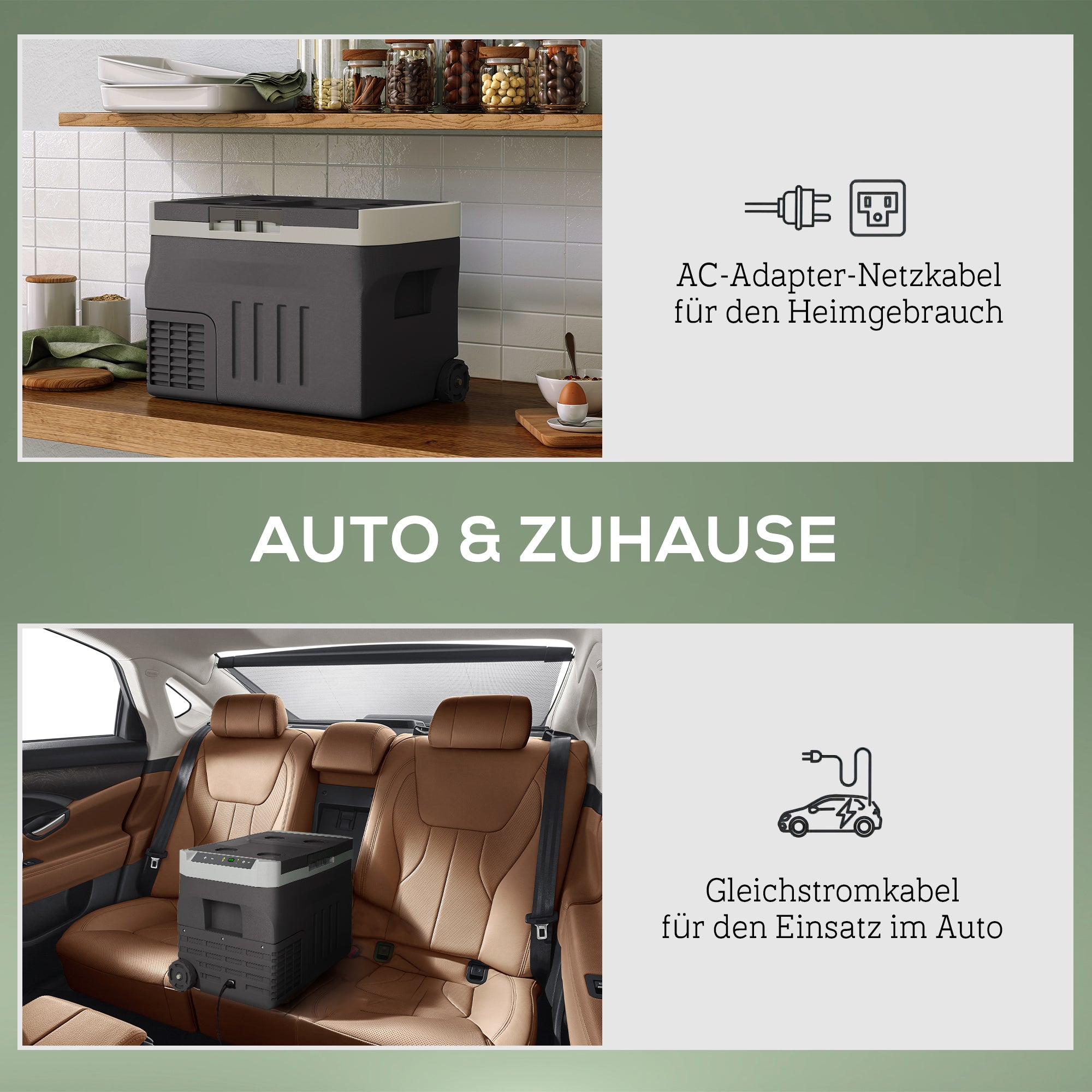 Outsunny 30 Liter Kompressor Kühlbox elektrische Kühlbox mit LED ECO Modus Anschluss Kühlhaltefunktion Schwarz