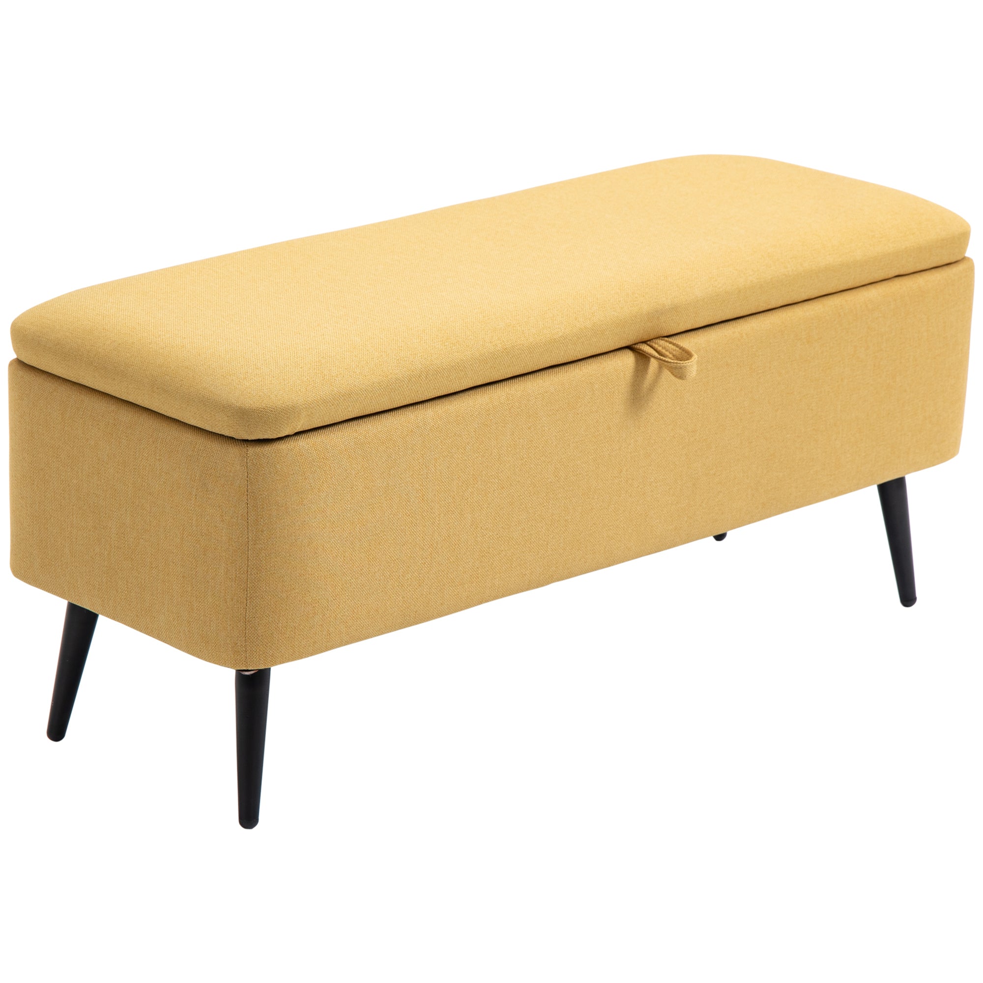 HOMCOM Sitzbank, Sitztruhe, Polsterbank, Leinenoptik, bis 150kg, 101x38,5x44,5 cm, Gelb